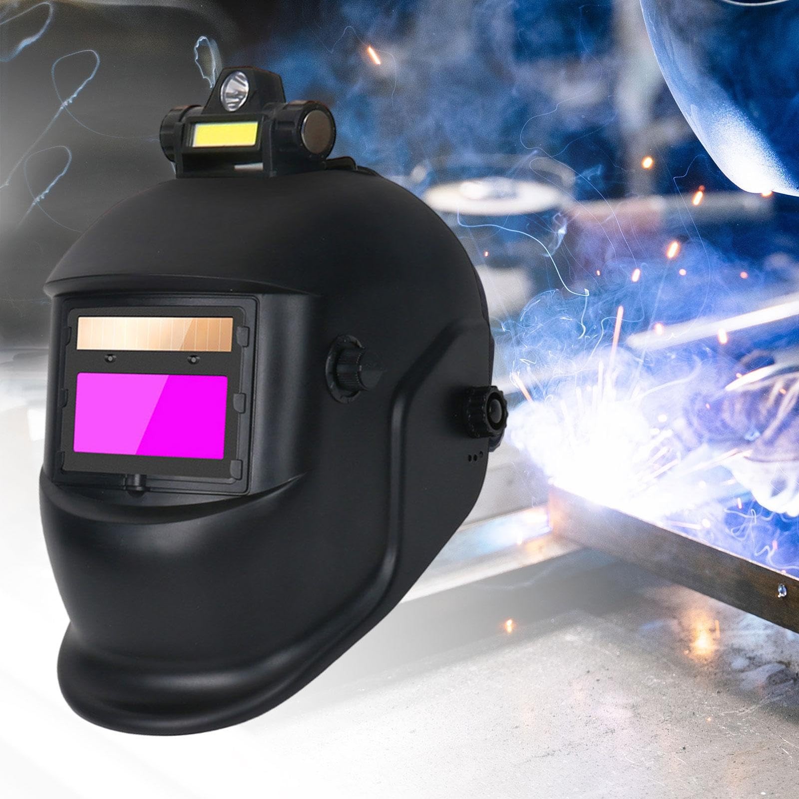 Solar Powered Auto Darkening Welding Helmet 0.01ms Response Time, Adjustabled