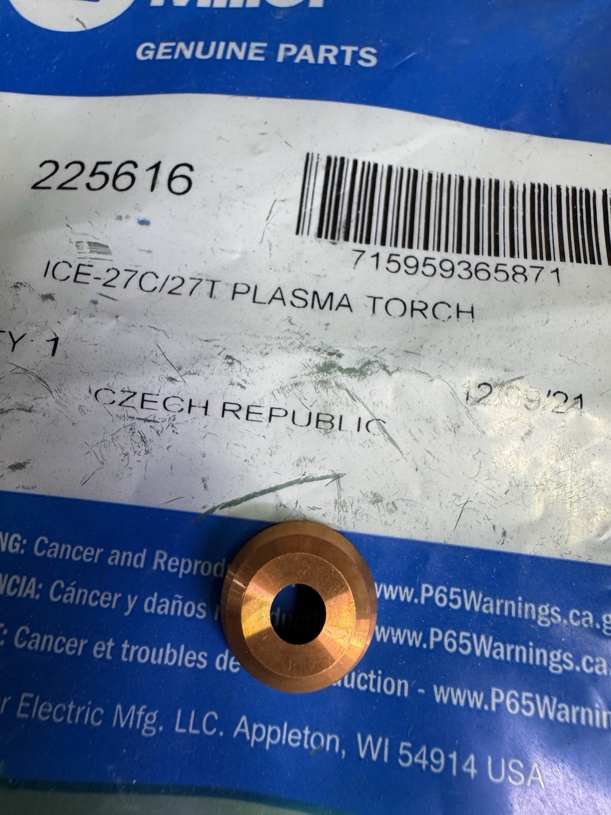 225616 Deflector Shield Assembly ￼MILLER PLASMA Parts NEW ORIGINAL