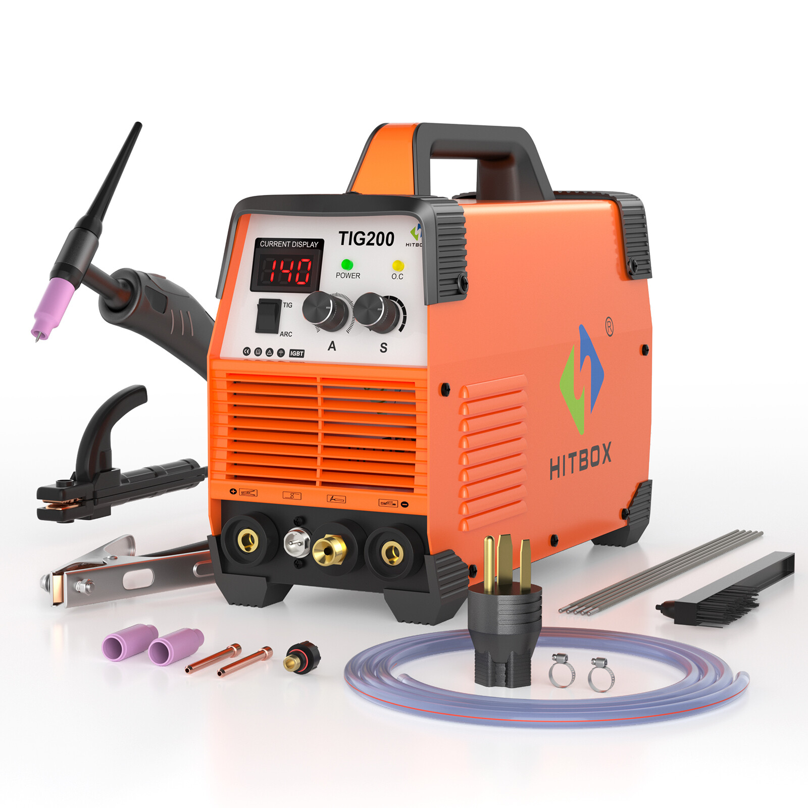 200A TIG Welder 110V&220V HF TIG/MMA Welder Machine with Post Gas & Helmet DIY