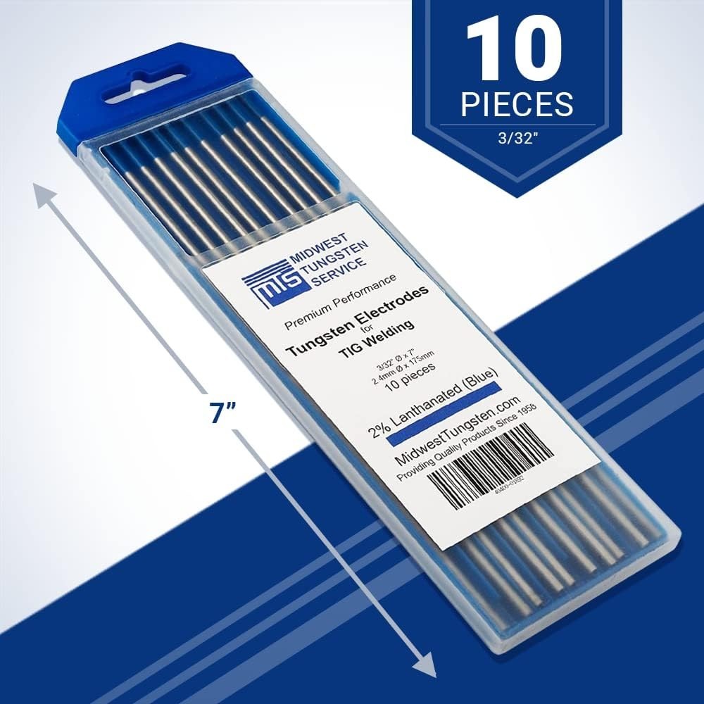 3/32″ Blue TIG Welding Tungsten Electrodes WL20 2% Lanthanated 10pk