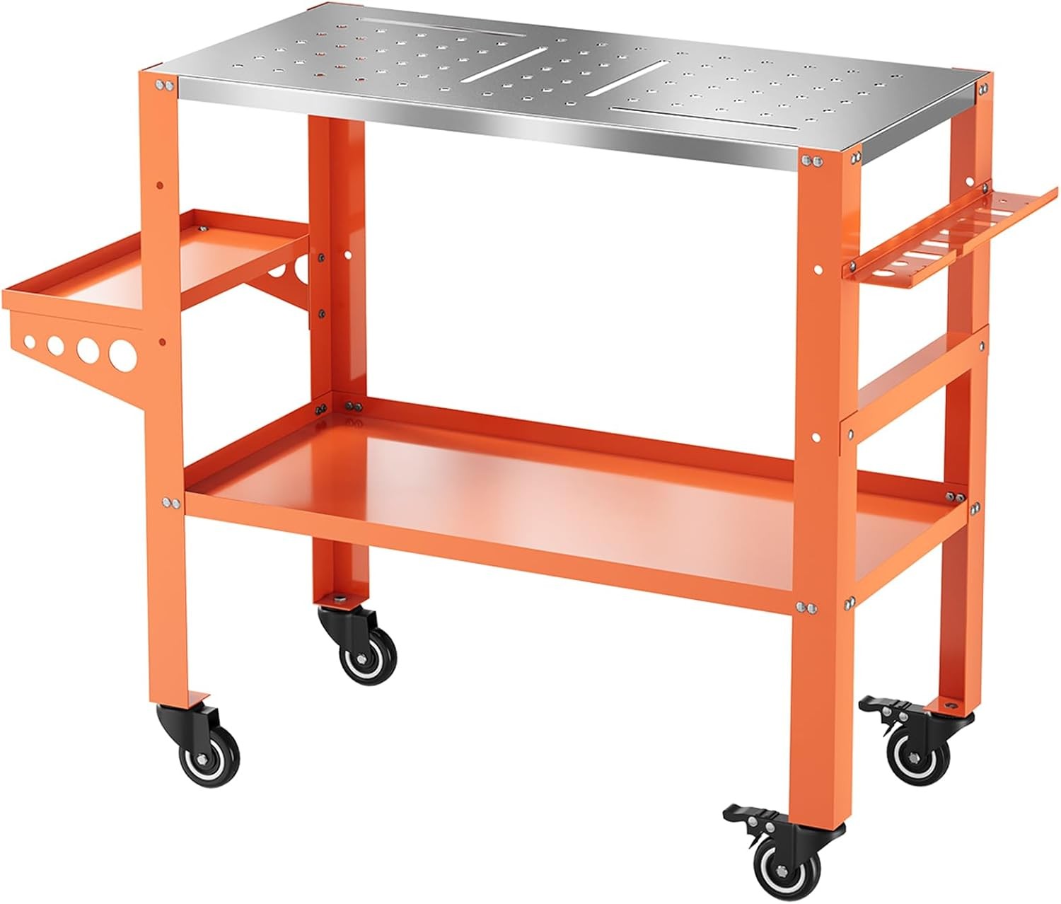 Heavy Duty Welding Table with Casters Tool Storage 78 Holes 1200 lb Workbench