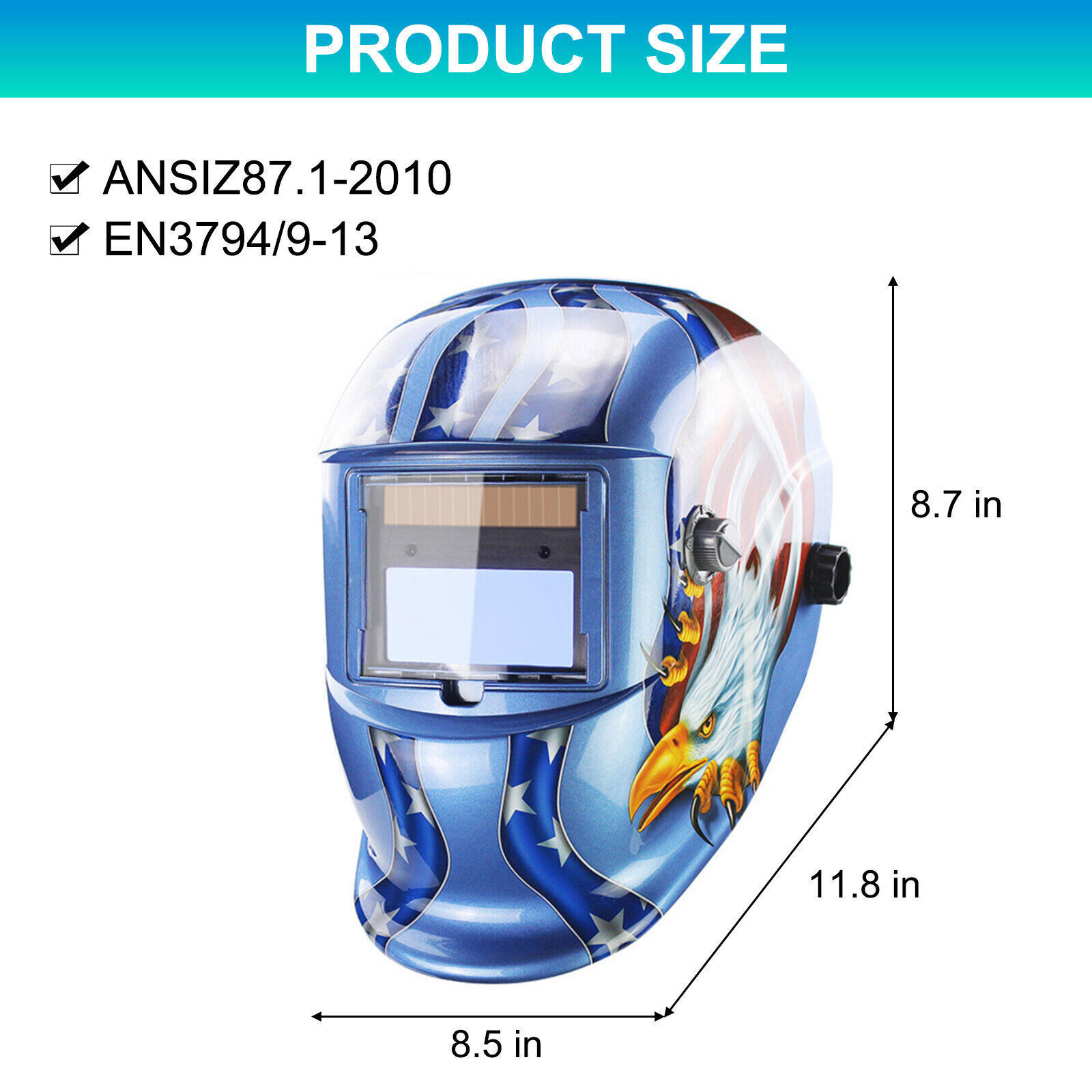 2X Solar Welder Helmet True Color Auto-Darkening Welding Helmet Arc Tig Mig Weld