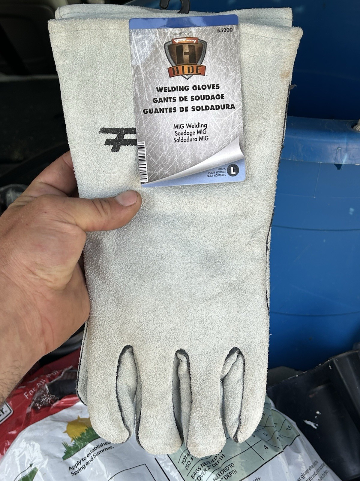 Forney Hide Leather MIG Welding Gloves L Gauntlet Cuff Gray Paired 55200