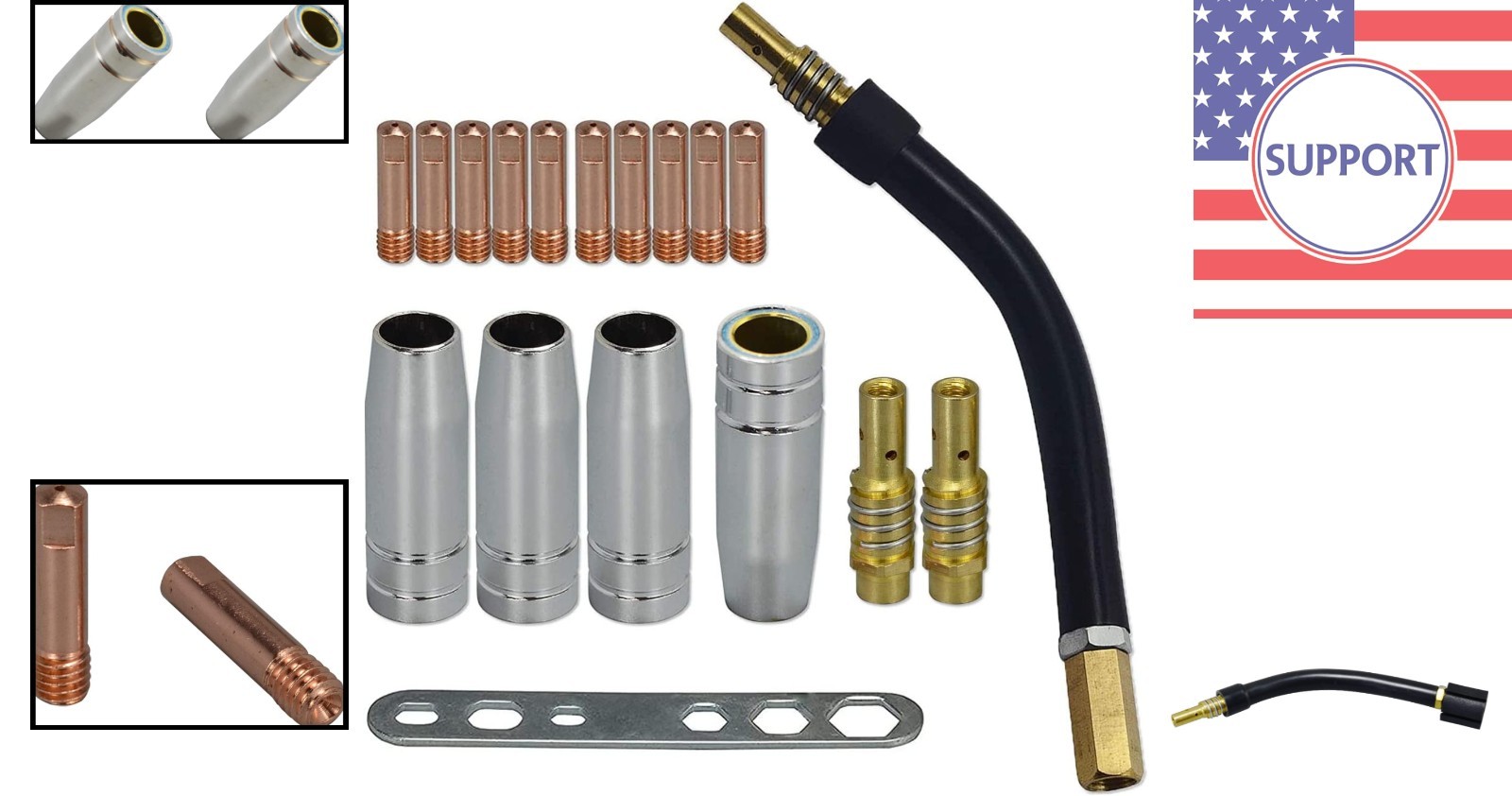 Professional .035″ 0.9mm M6 Brass Contact Tips for MB15/15AK Welding Torch Kit