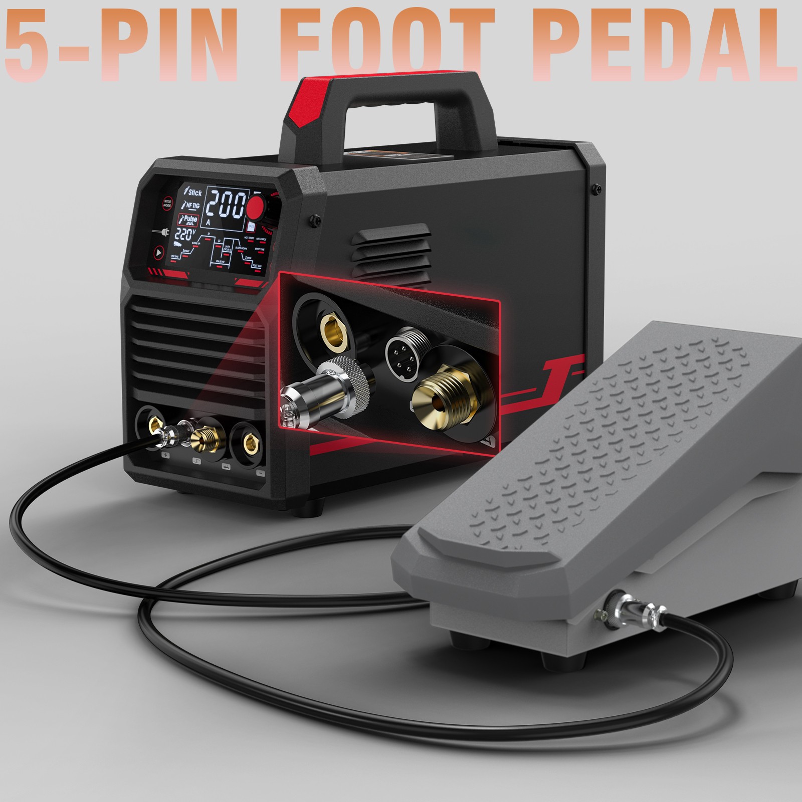 5-pin TIG Welding Foot Pedal Amp Control for TIG-200P ACDC TIG-205P YWT-200DC
