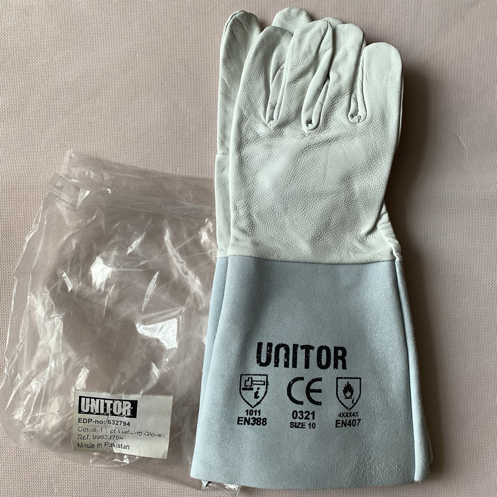 Unitor Welding Gloves NEW 100 % Leather Size 10 Made in Pakistan EDP-no:6332794