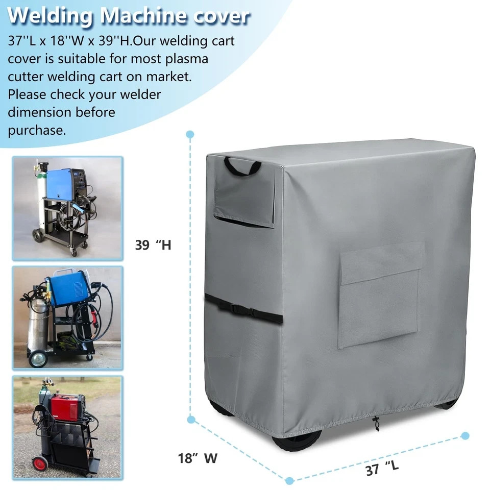 Welding Cart Cover,3-Tier Welder Protective 37”L x 18”W x 39”H, Grey