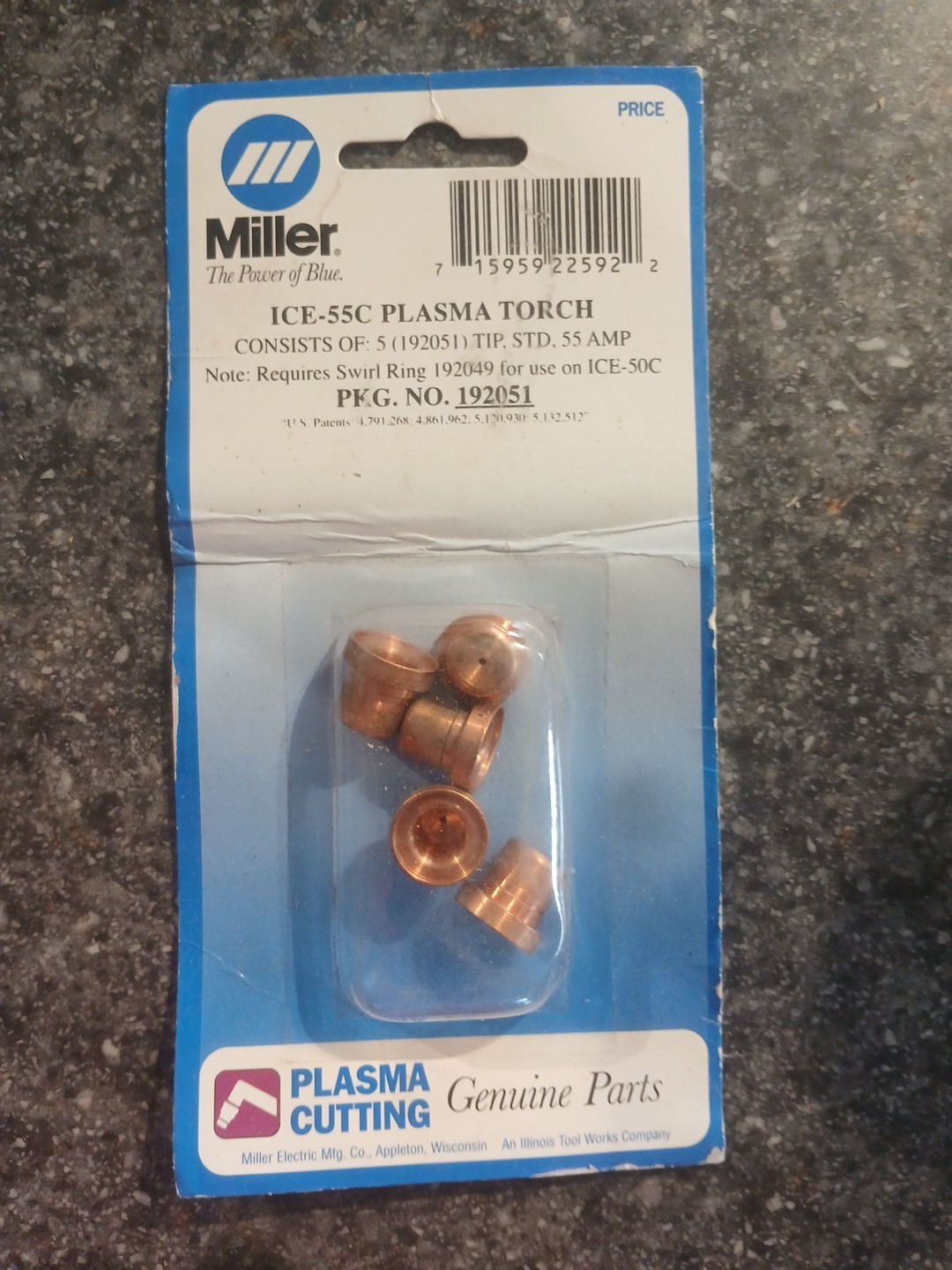 Miller 192051 Spectrum Plasma Tips for ICE-55 Torch Pkg-5