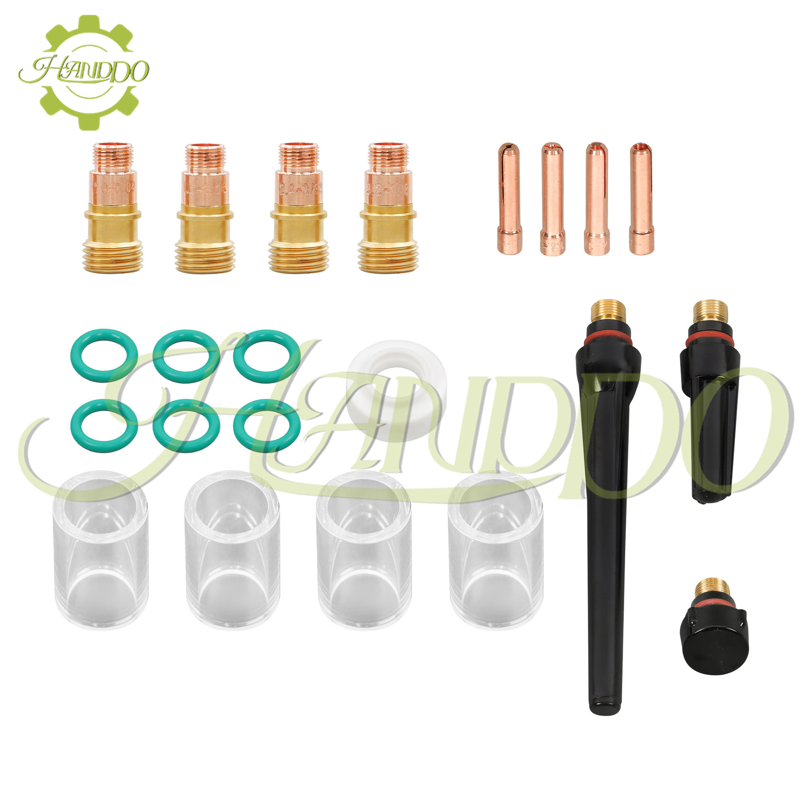 TIG Welding Torch Stubby Gas Lens Pyrex Glass Cup Kit 22Pcs for WP-17/18/26 New