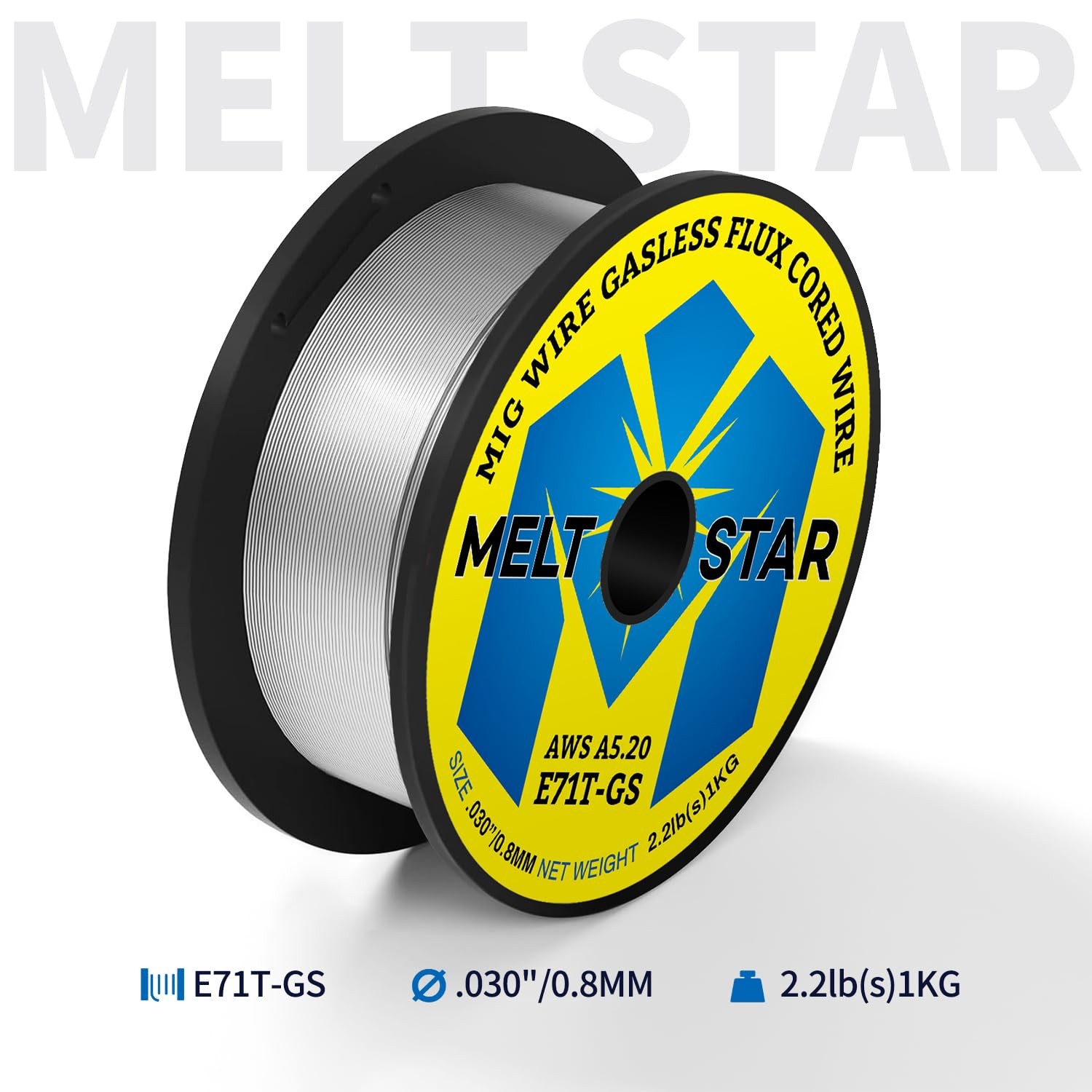 Meltstar Flux Core Welding Wire, E71T-GS .030 2-Pound Spool Gasless Mild Carb…