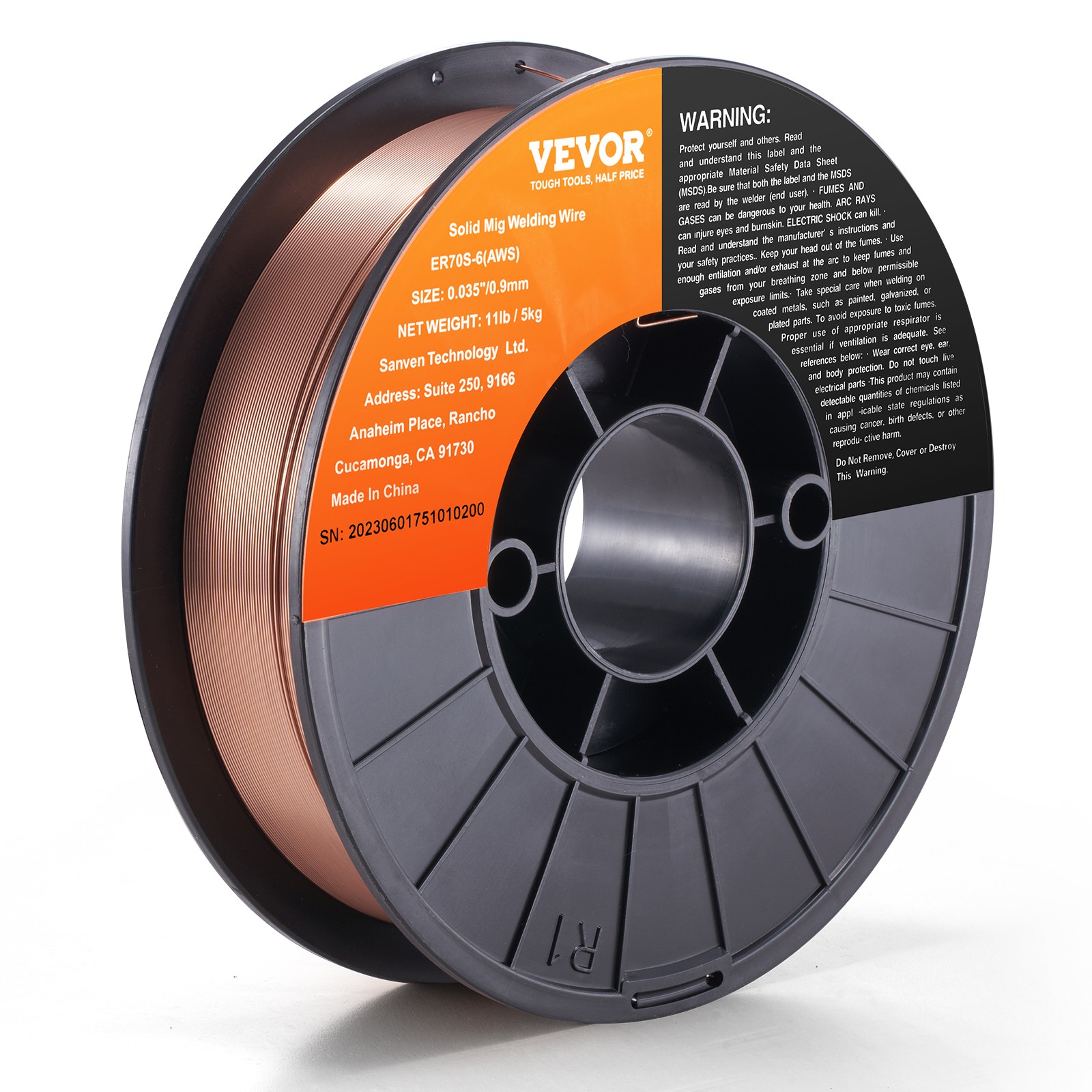 VEVOR Solid MIG Welding Wire ER70S-6 0.035inch 11LBS Mild Steel MIG Welding Wire