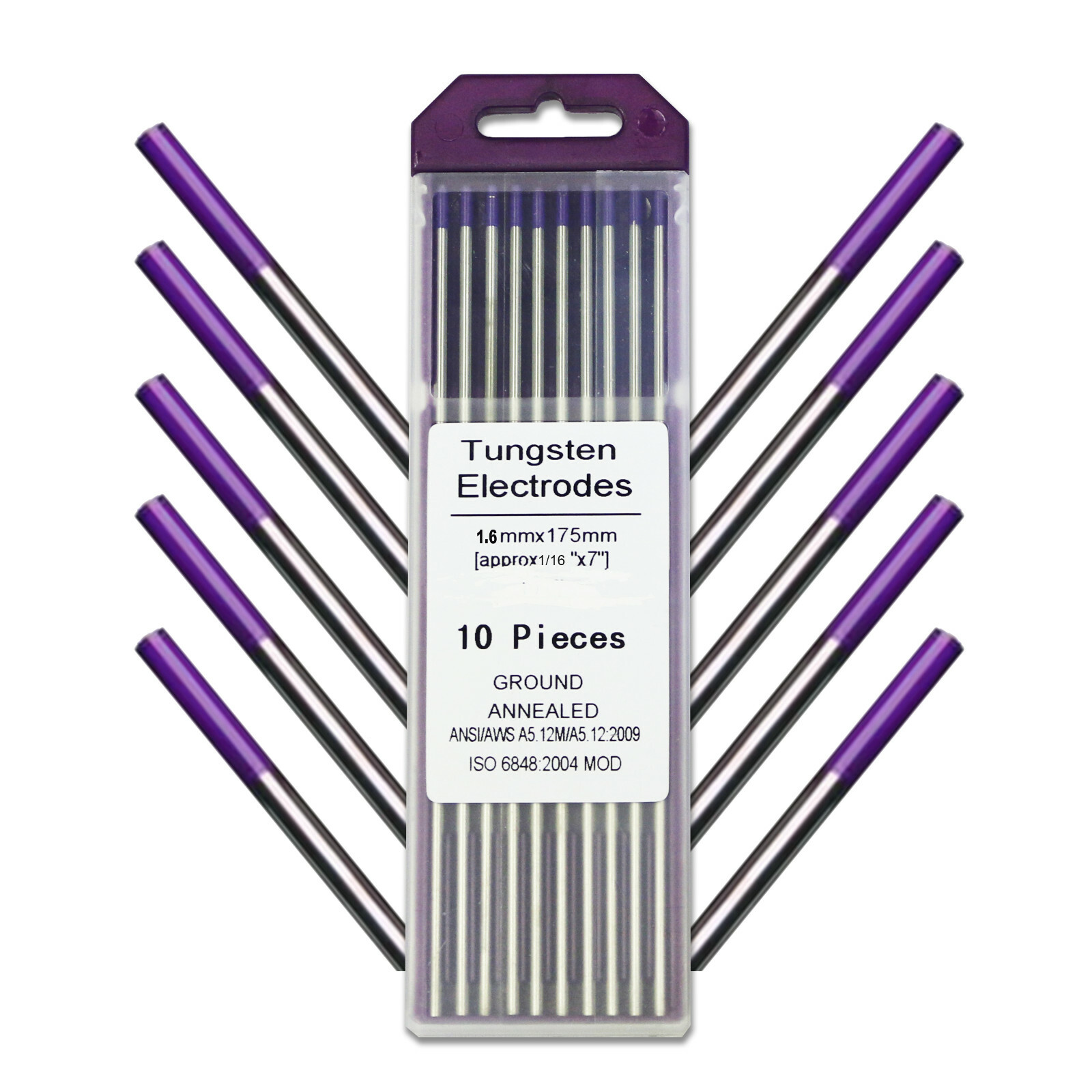 WeldingCity 10-pk TIG Welding Tungsten Tri-Element Non-Radioactive Purple 1/16×7