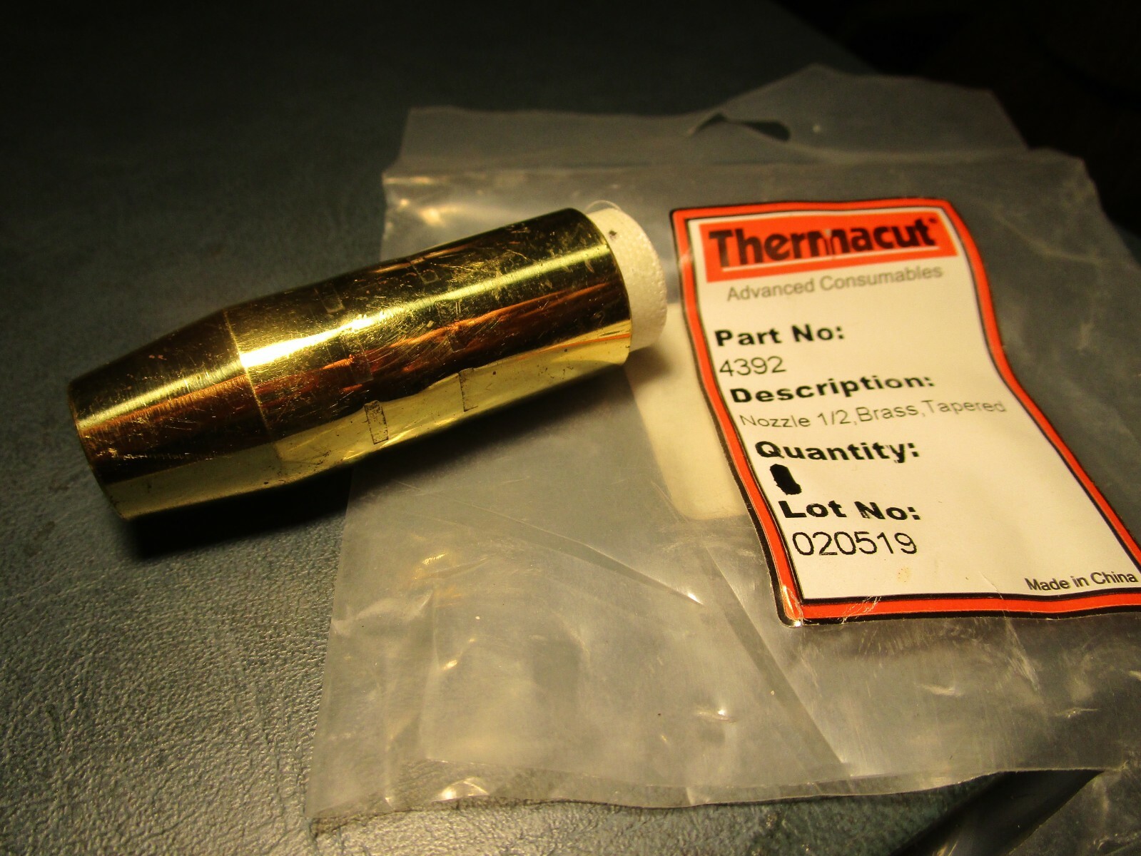 4392 Thermacut Bernard Replacement Part,Nozzle 1/2,Brass,Tapered