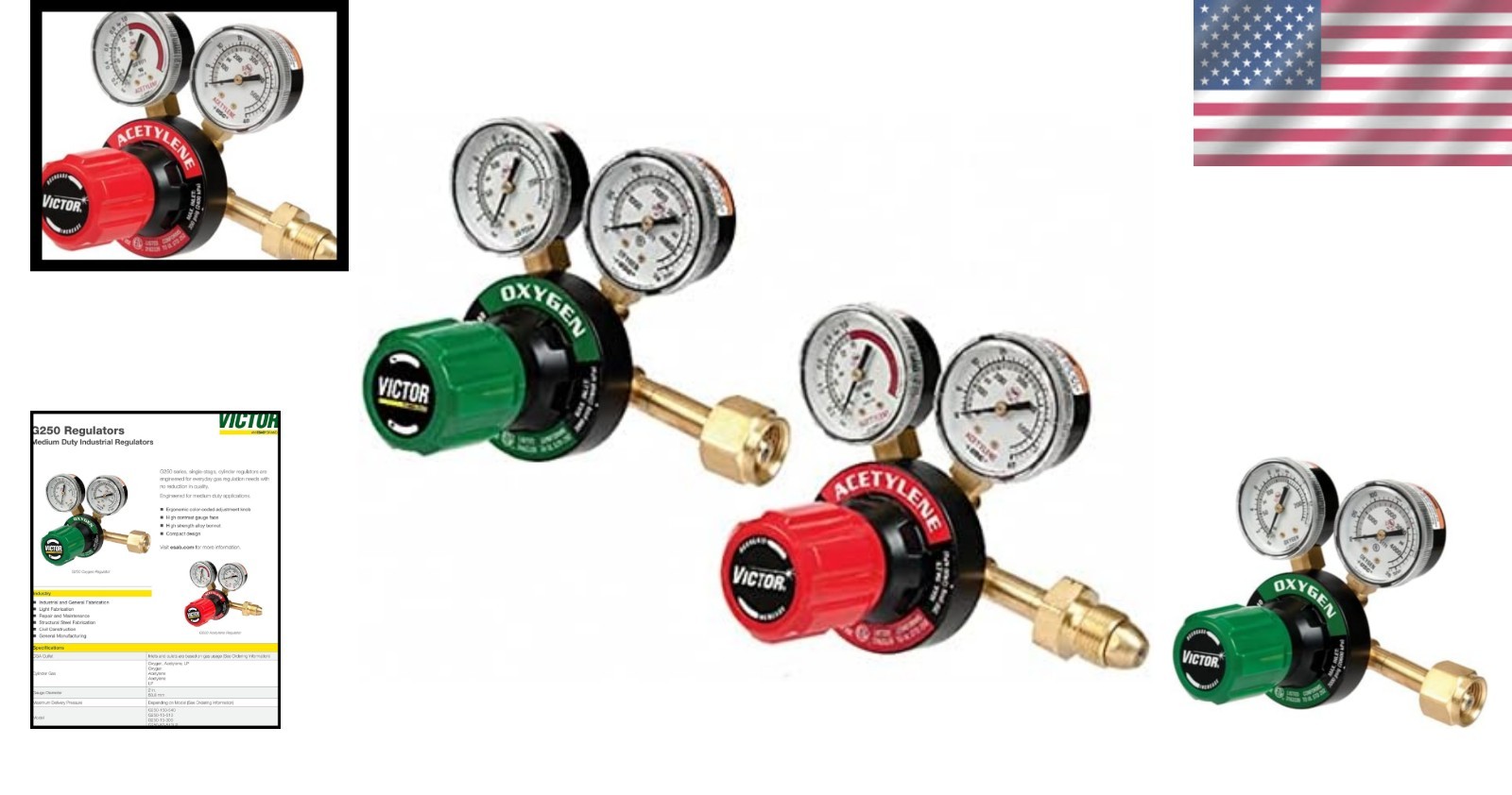 Victor 350 Oxygen & Acetylene Regulators Set