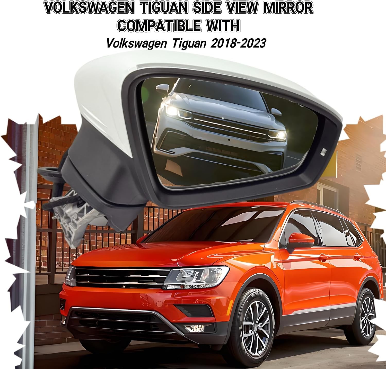 Right Passenger Side Mirror Compatible with Volkswagen Tiguan 2018-2023 with Hea