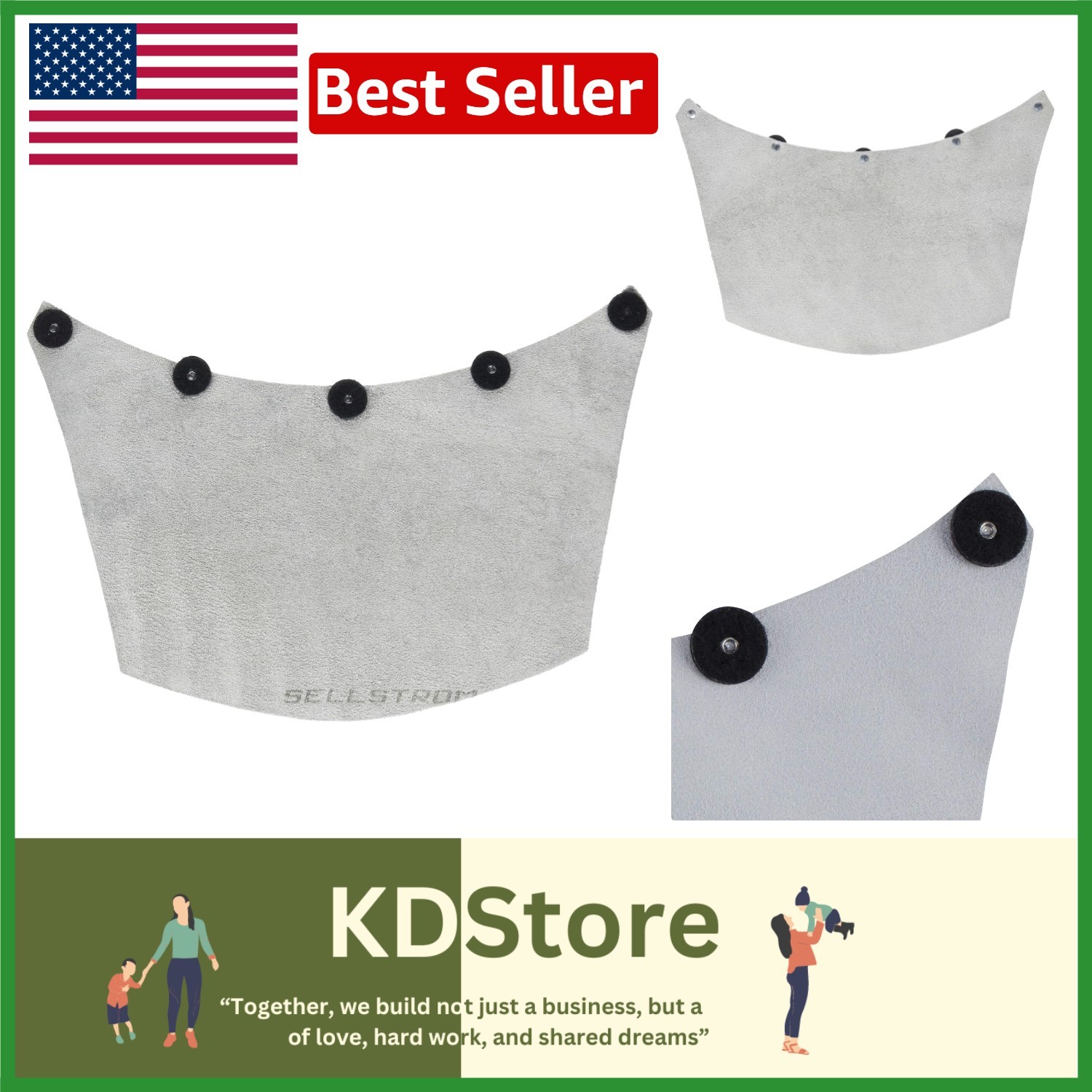 Leather Welding Bib with Hook & Loop Closure