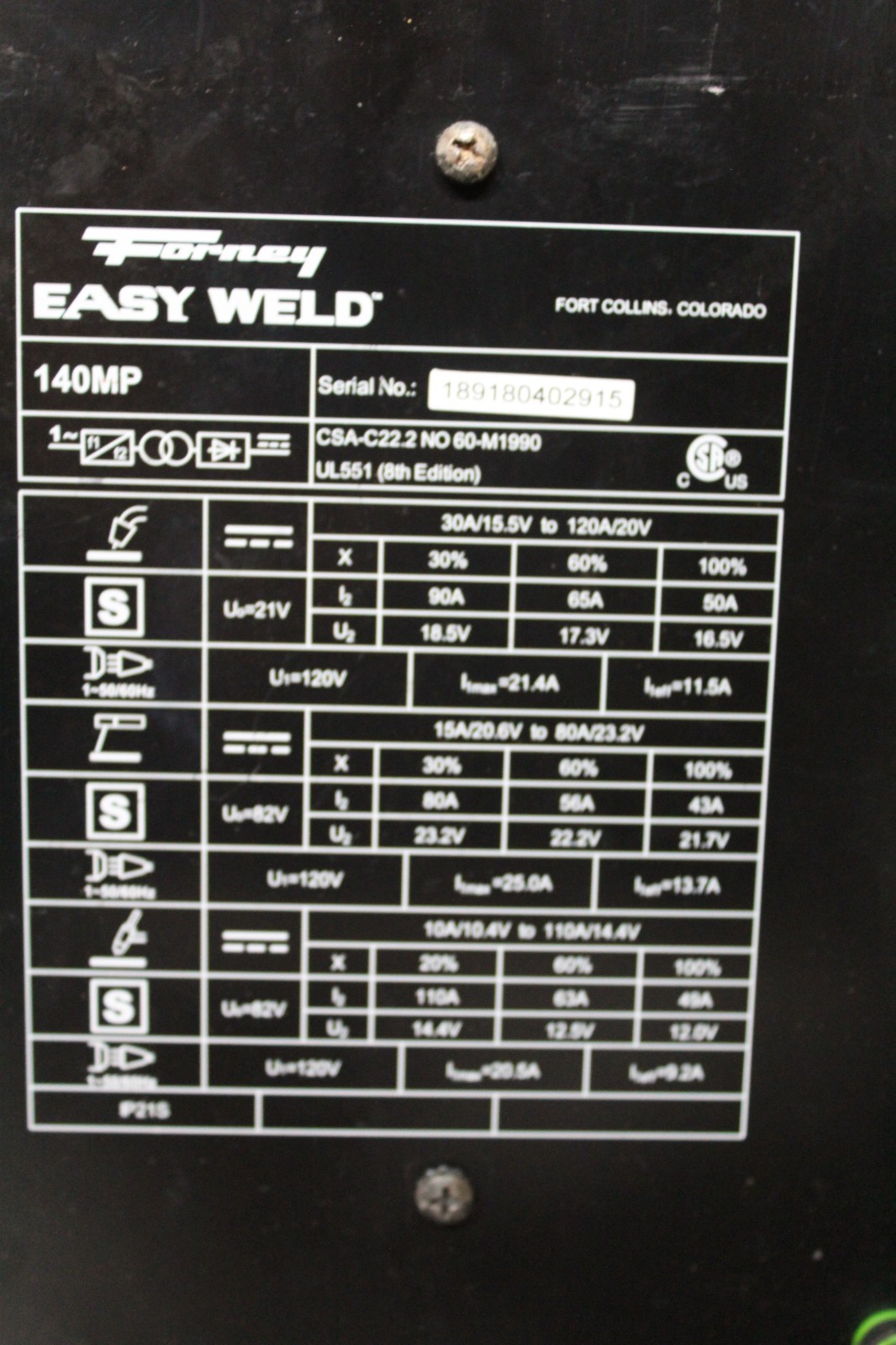 Forney Easy Weld 140MP Multi-Purpose Mig Stick Tig Welder 120V