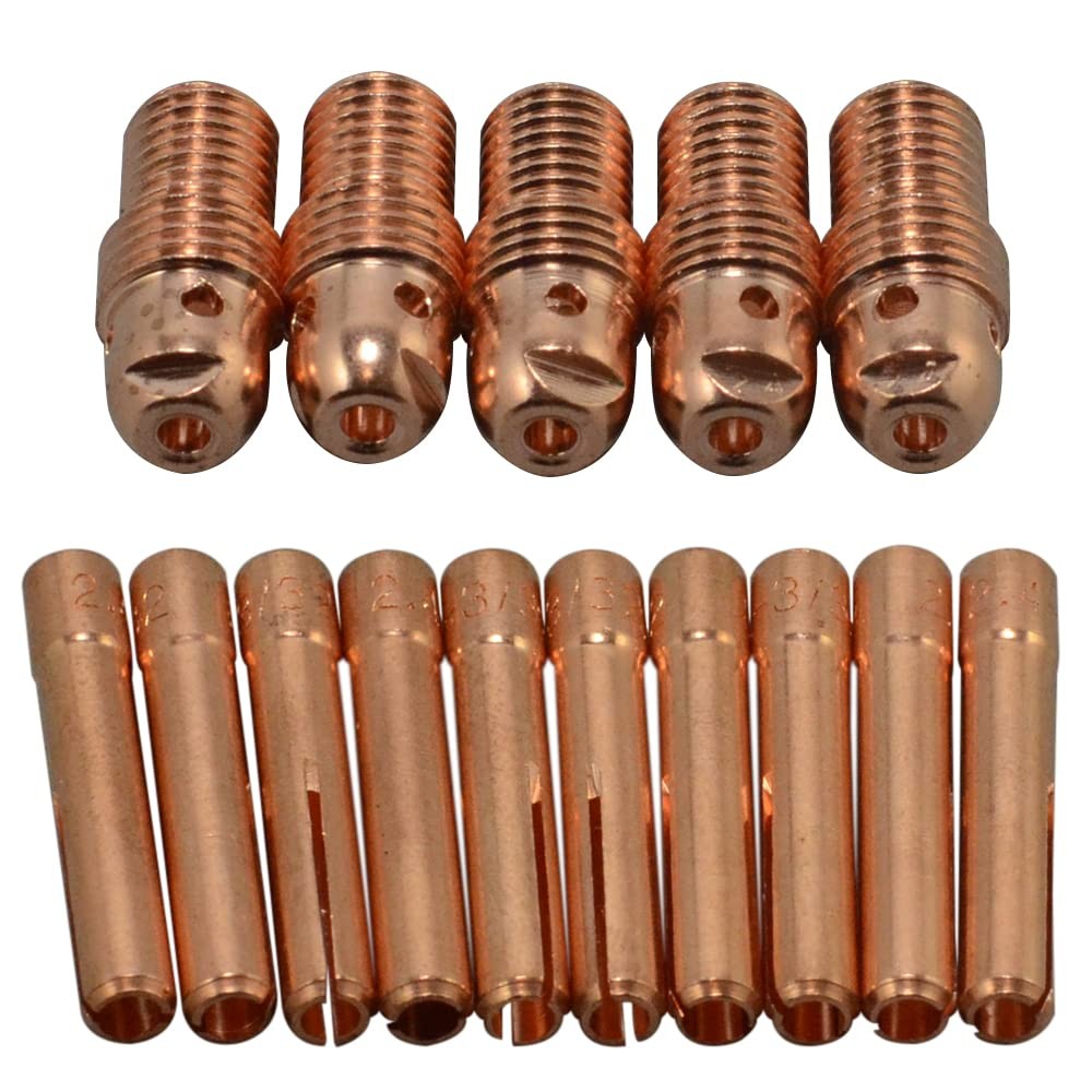 15 Pcs TIG Collet Bodies 13N28 13N23 3/32 Inch 2.4mm Kit Fits SR WP 9 20 25