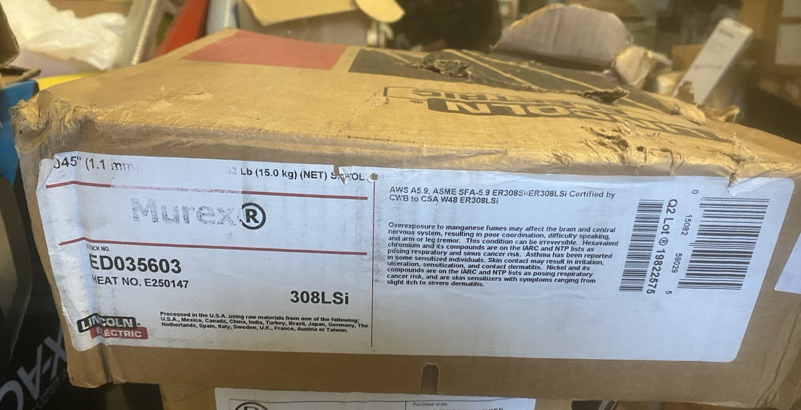 NEW Lincoln ED035603 Murex 308LSi MIG GMAW Stainless Steel Welding Wire, 0.045