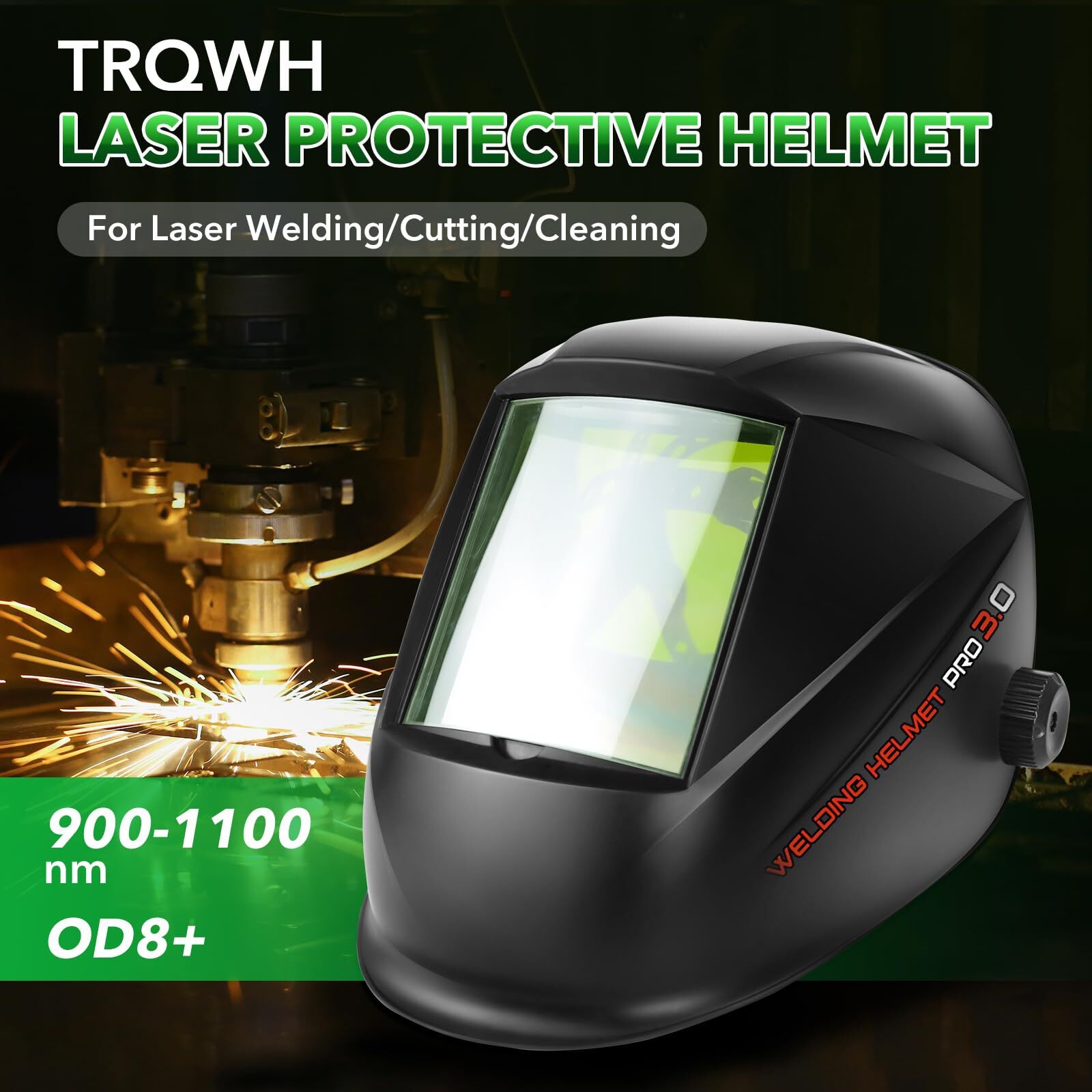 TRQWH Laser Welding Helmet, OD8+ Protection for Cutting, Cleaning & Marking