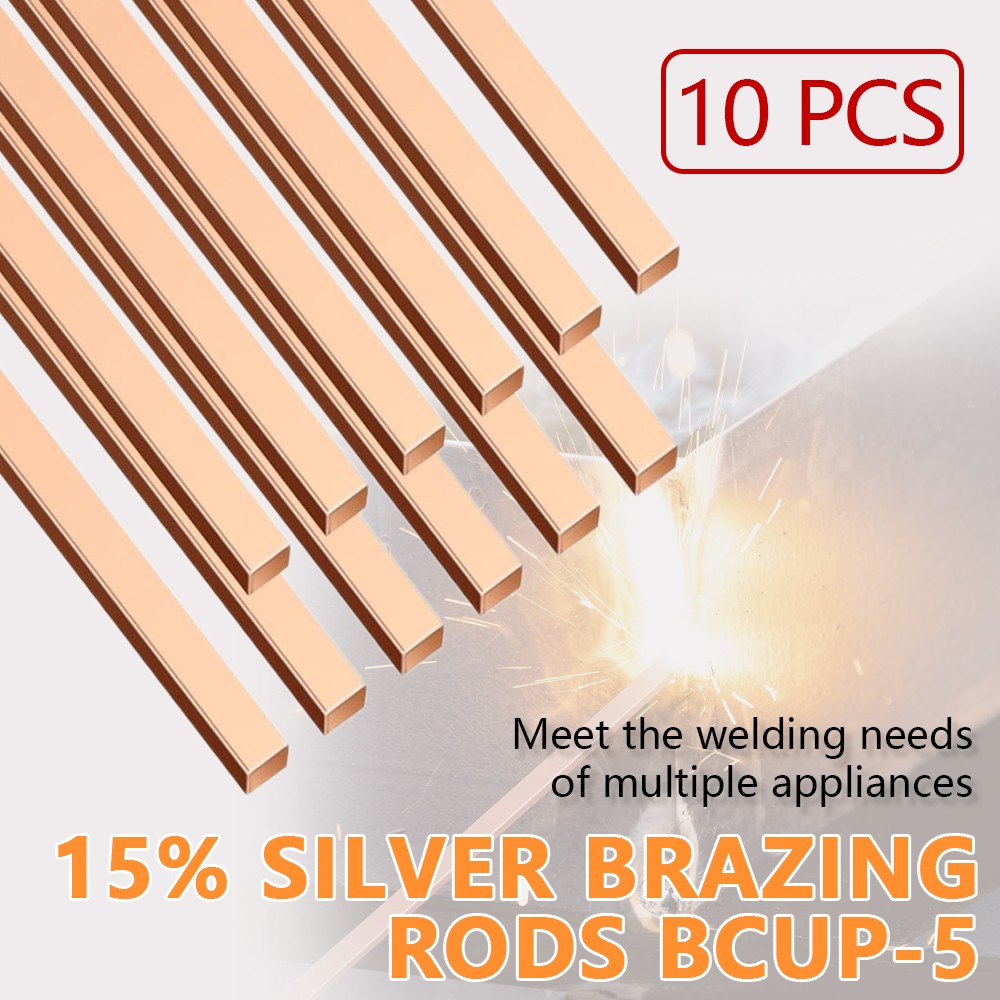 10 Pcs 15% Silver Brazing Rods BCuP-5 for HVAC & Industrial Applications USA