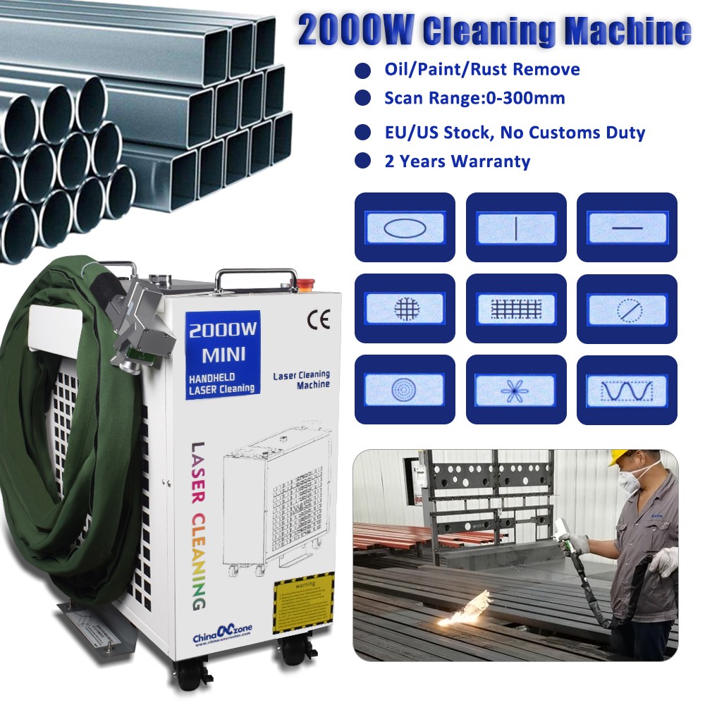 【US Ship】2000W Fiber Laser Cleaning Machine Rust Oil Paint Removal Machine 220V