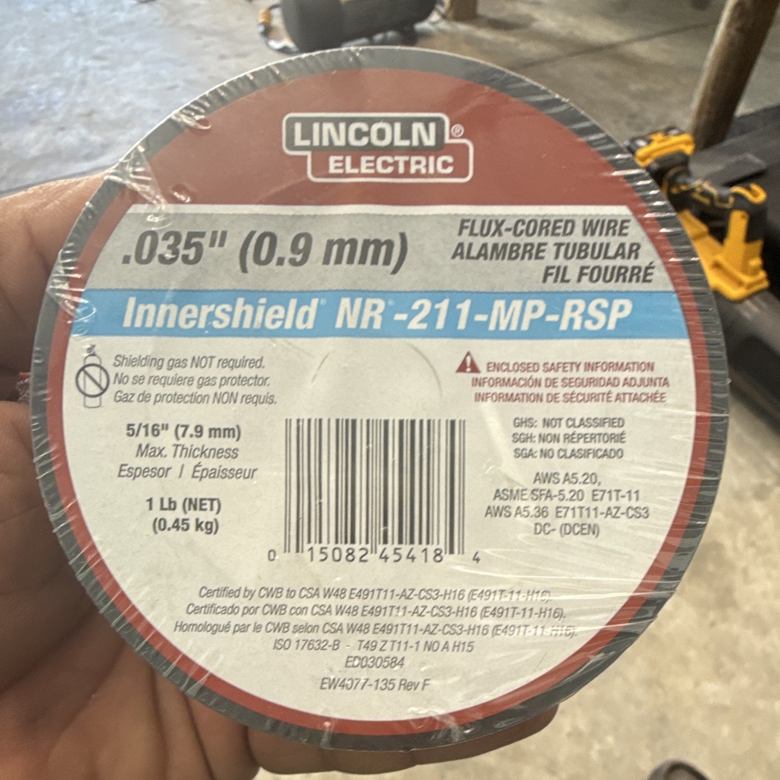 Lincoln Electric Innershield NR-211-MP-RSP Flux-Core Wire .035″ 1 lb ED030584