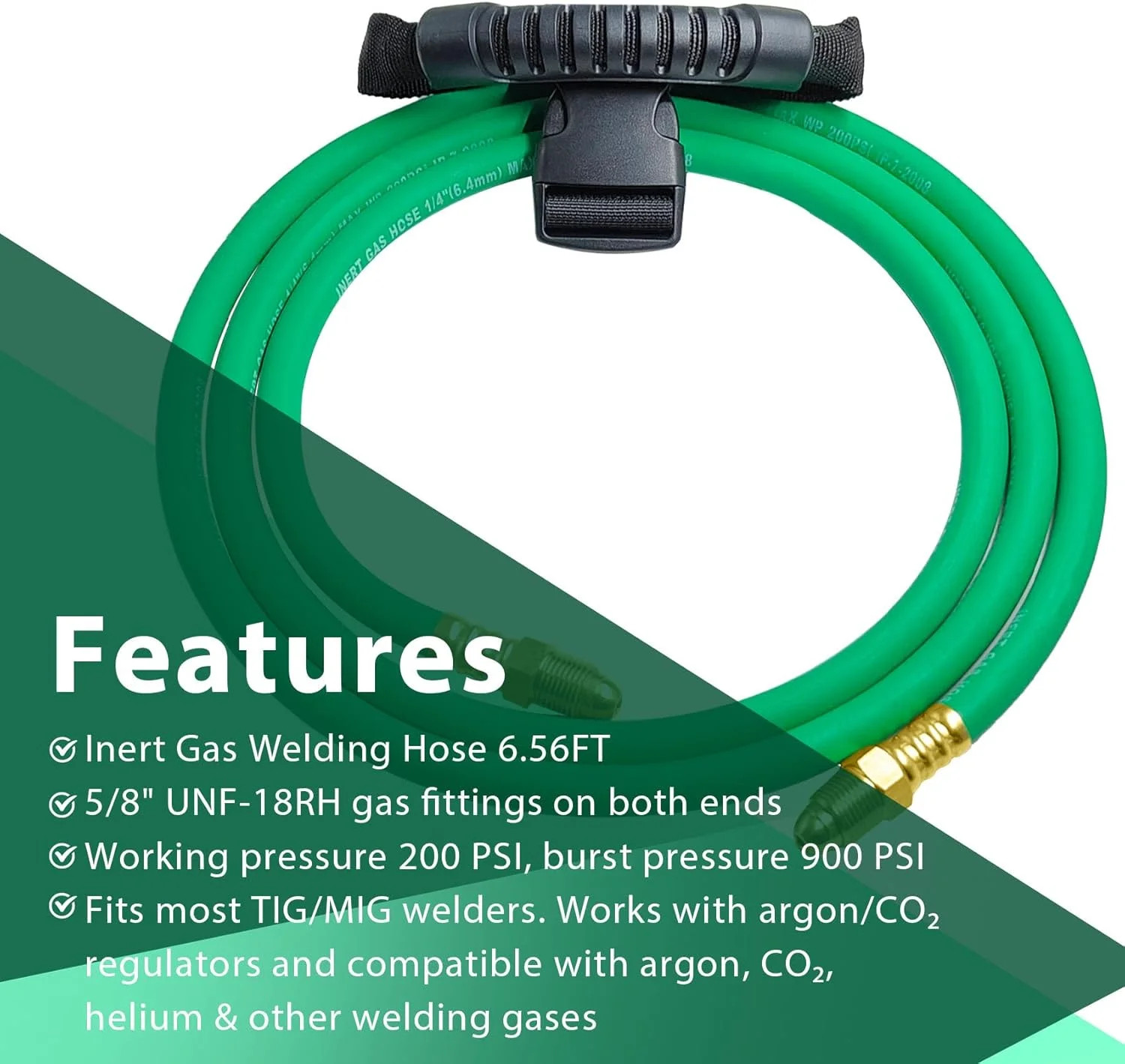 6.56FT Argon Gas Hose, Inert Gas Welding Hoses for MIG/TIG Welding Regulator (5F