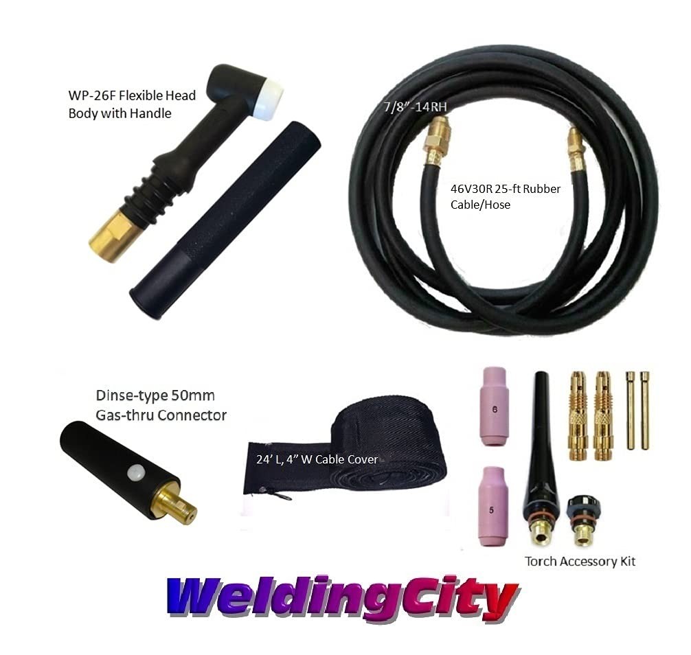 Weldingcity 200-Amp Wp-26F Flexible Head Air-Cooled Tig Welding Torch Complete