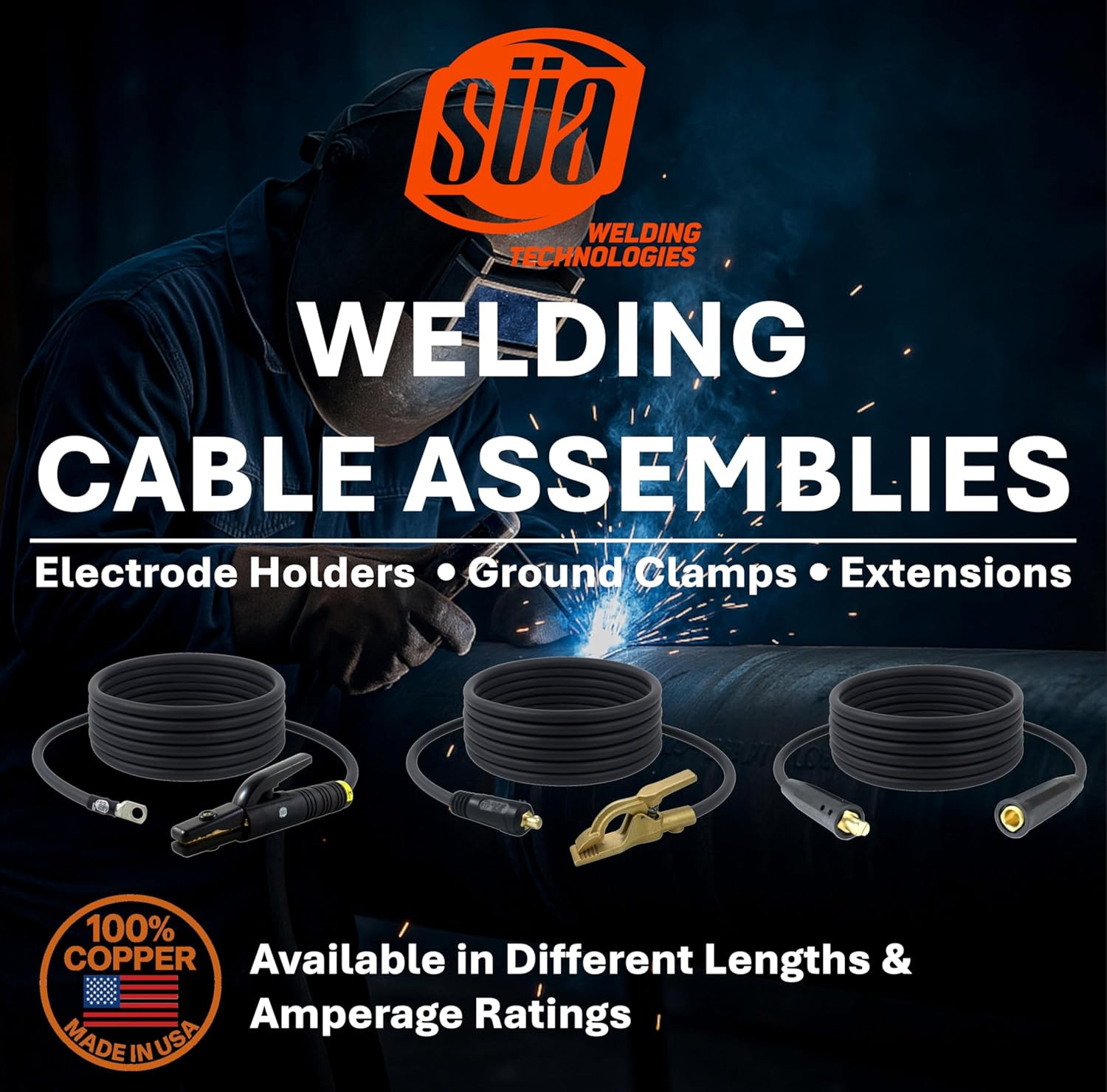 150 Amp Welding Electrode Holder Lead Assembly – Dinse 10-25 Connector – #4 AWG