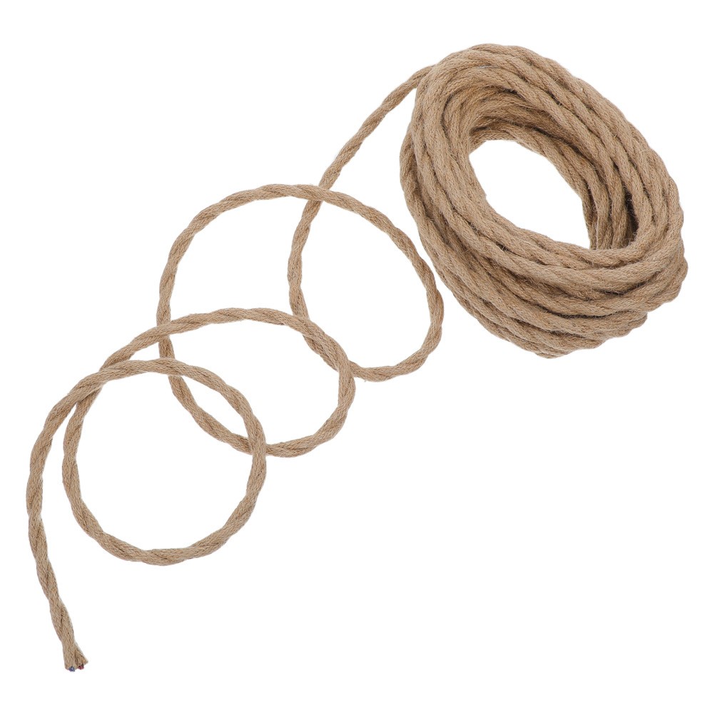 Retro Hemp Rope Power Cord Lamp Twisted Wire Farmhouse Cable Electric
