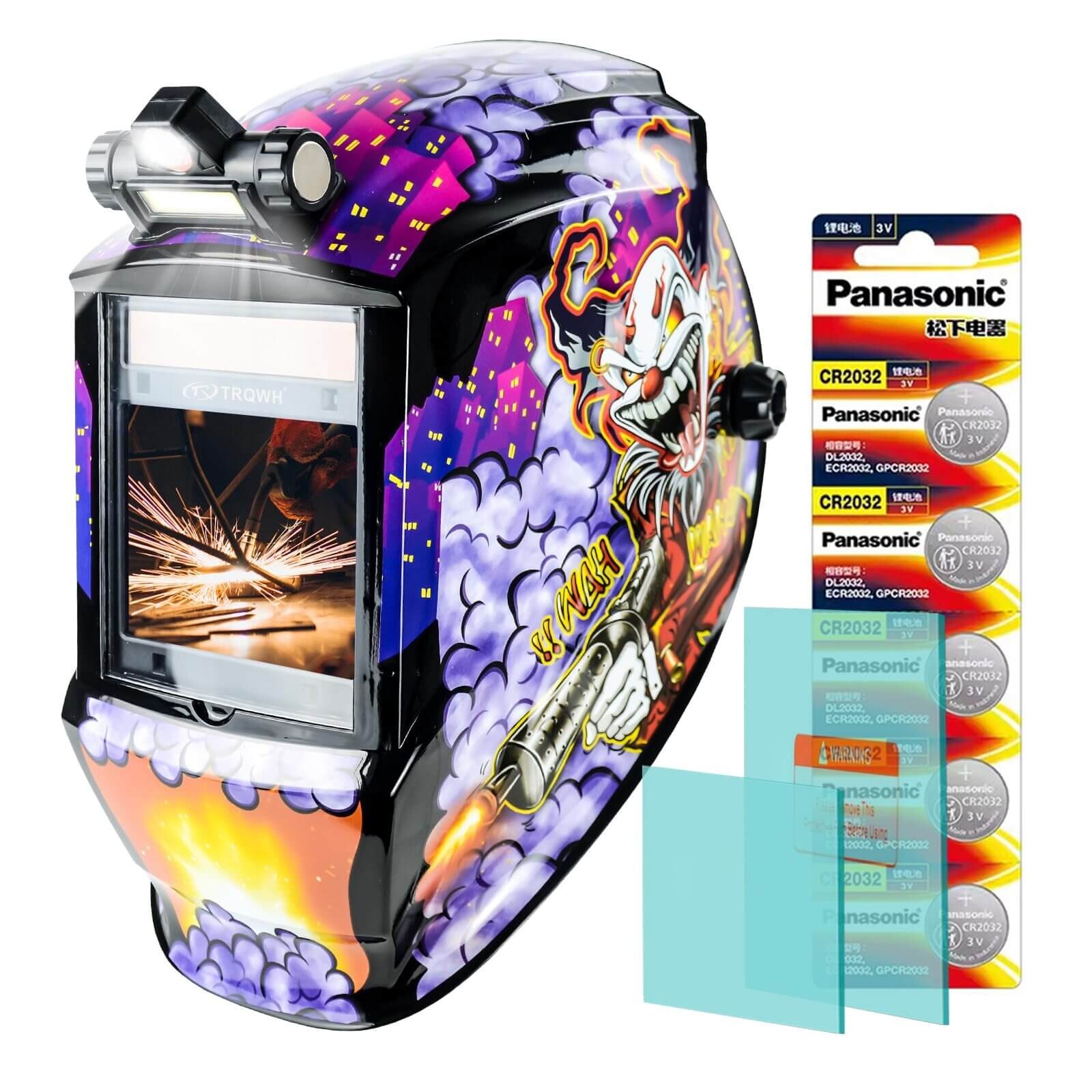 TRQWH Auto-Darkening Welding Helmet True Color Solar LED Light 4 Arc Sensor