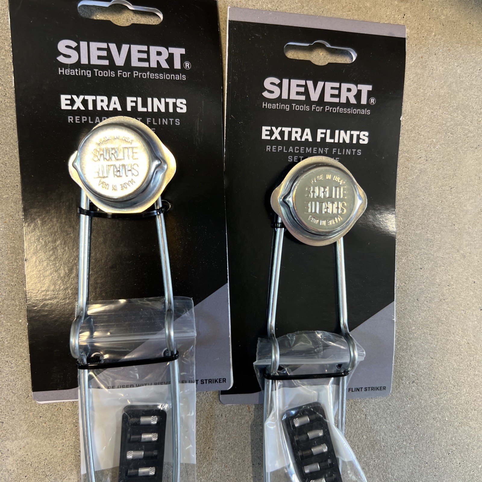 Qty. 2 Sievert Flint Striker with 5 Replacement Flint Renewals