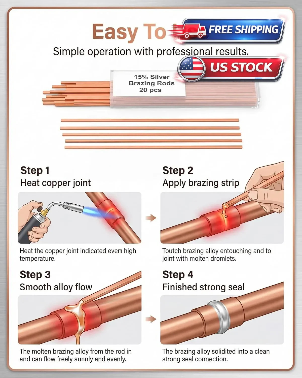 20 Sticks 15% Silver Brazing Rods for HVAC, Air Conditioning, Refrigeration