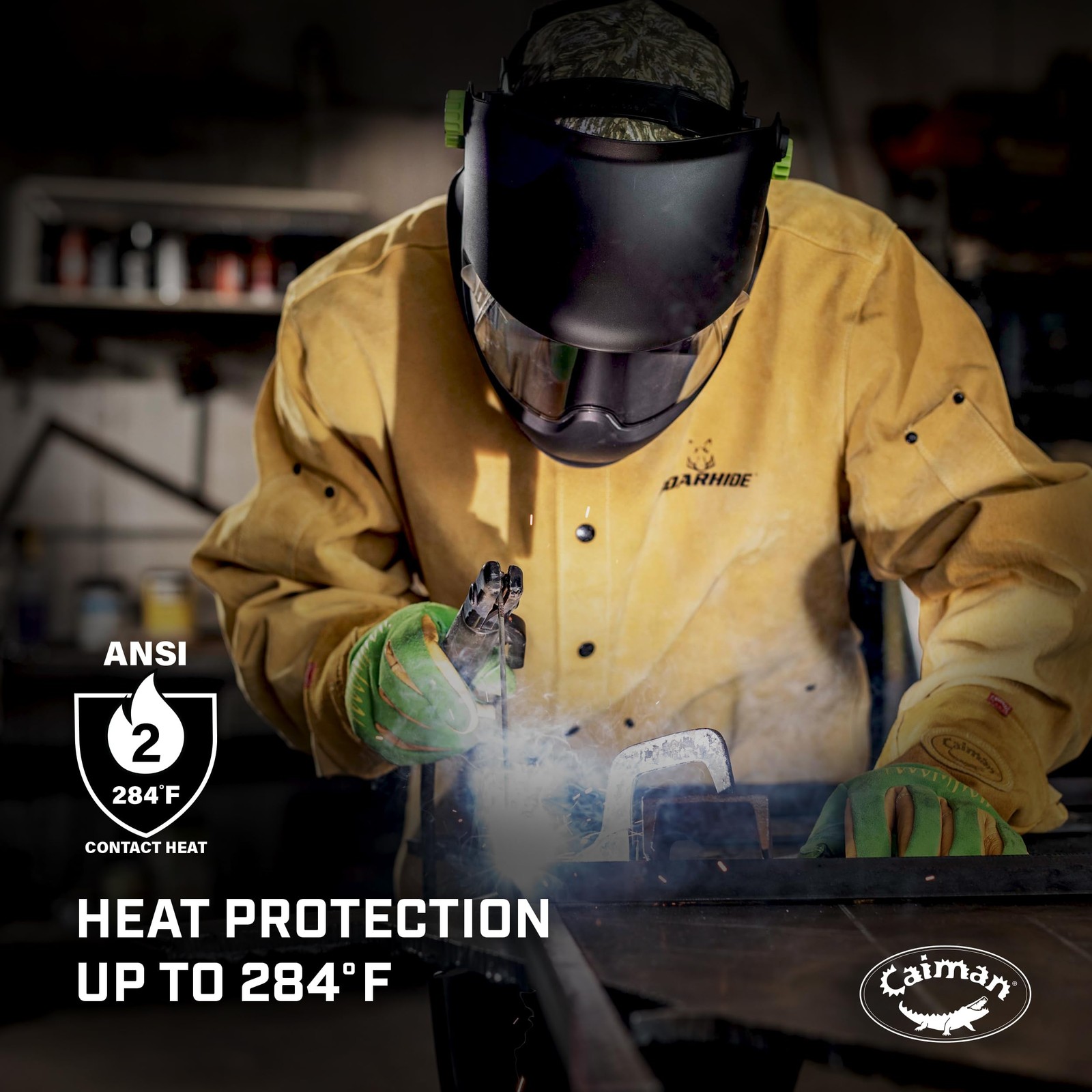 Premium Wasabi Green Split Deerskin Mig/stick Welding Gloves Flame Resistant Foa