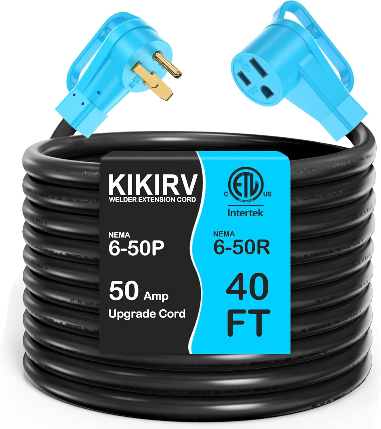 50Amp 40FT Welder Extension Cord 8 AWG, 250V NEMA 6-50P to 6-50R Heavy Duty Powe