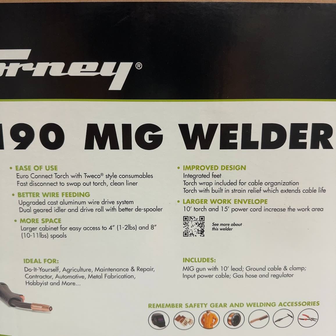 Forney 00318 190 MIG Welder 230V Flux-Core Gas Ready 190A 3/8 In Capacity