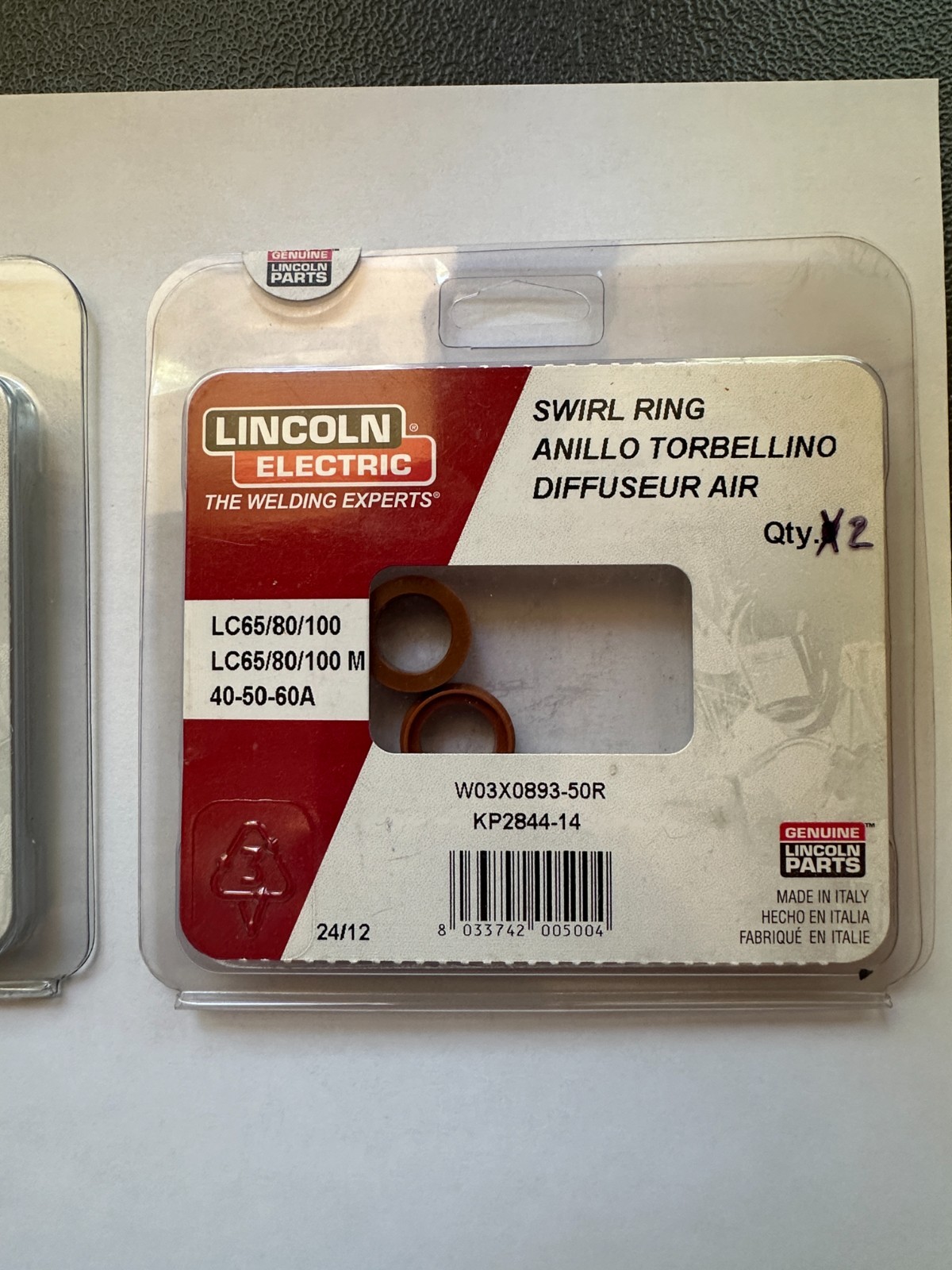 Lincoln Electric KP2844-14 Swirl Rings 40-50-60A LC 65/80/100 – Lot of 2