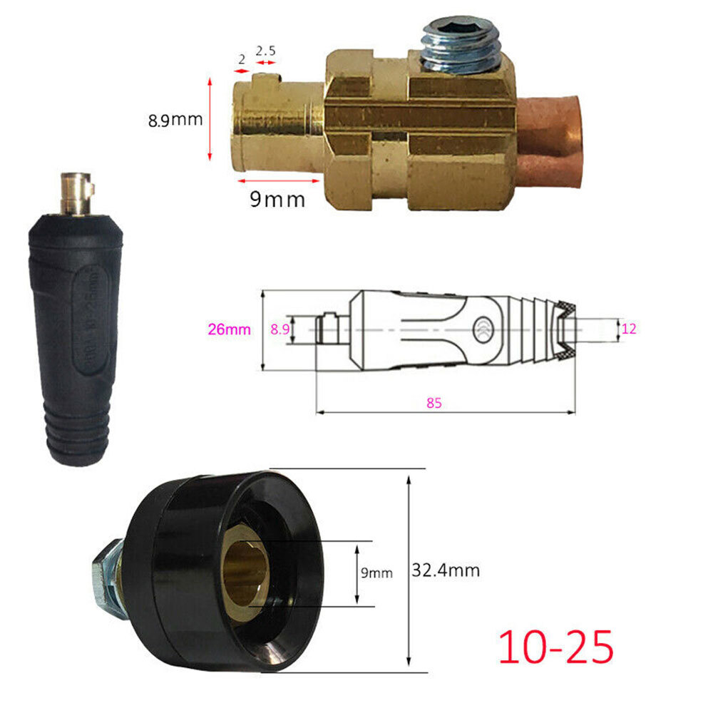 8PCS TIG Welding Cable Panel Connector Socket Set DKJ10-25 & DKZ10-25 Quick USA
