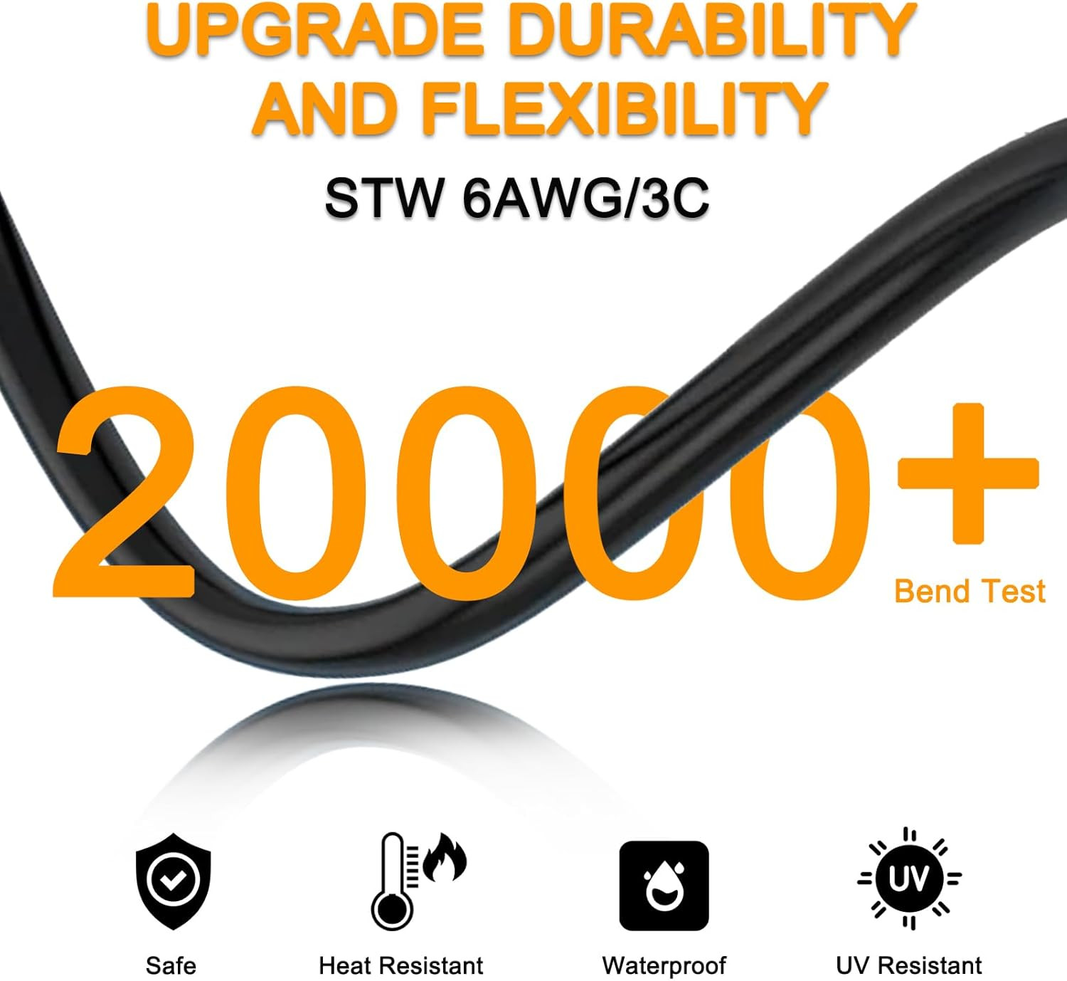 6 AWG NEMA 14-50P to 6-50R Welder Adapter Cord 25FT, Heavy Duty STW 6AWG * 3C 50
