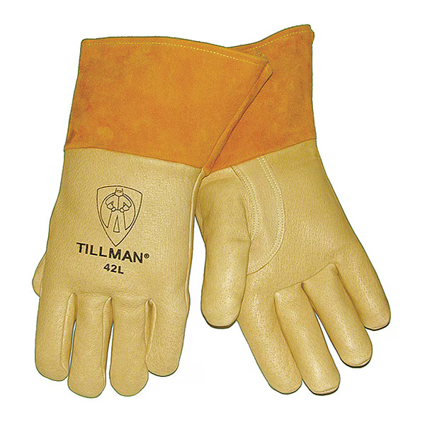 Tillman 42 Welding Gloves, Straight Cuff, Reinforced Thumb, Premium Pigskin, L,
