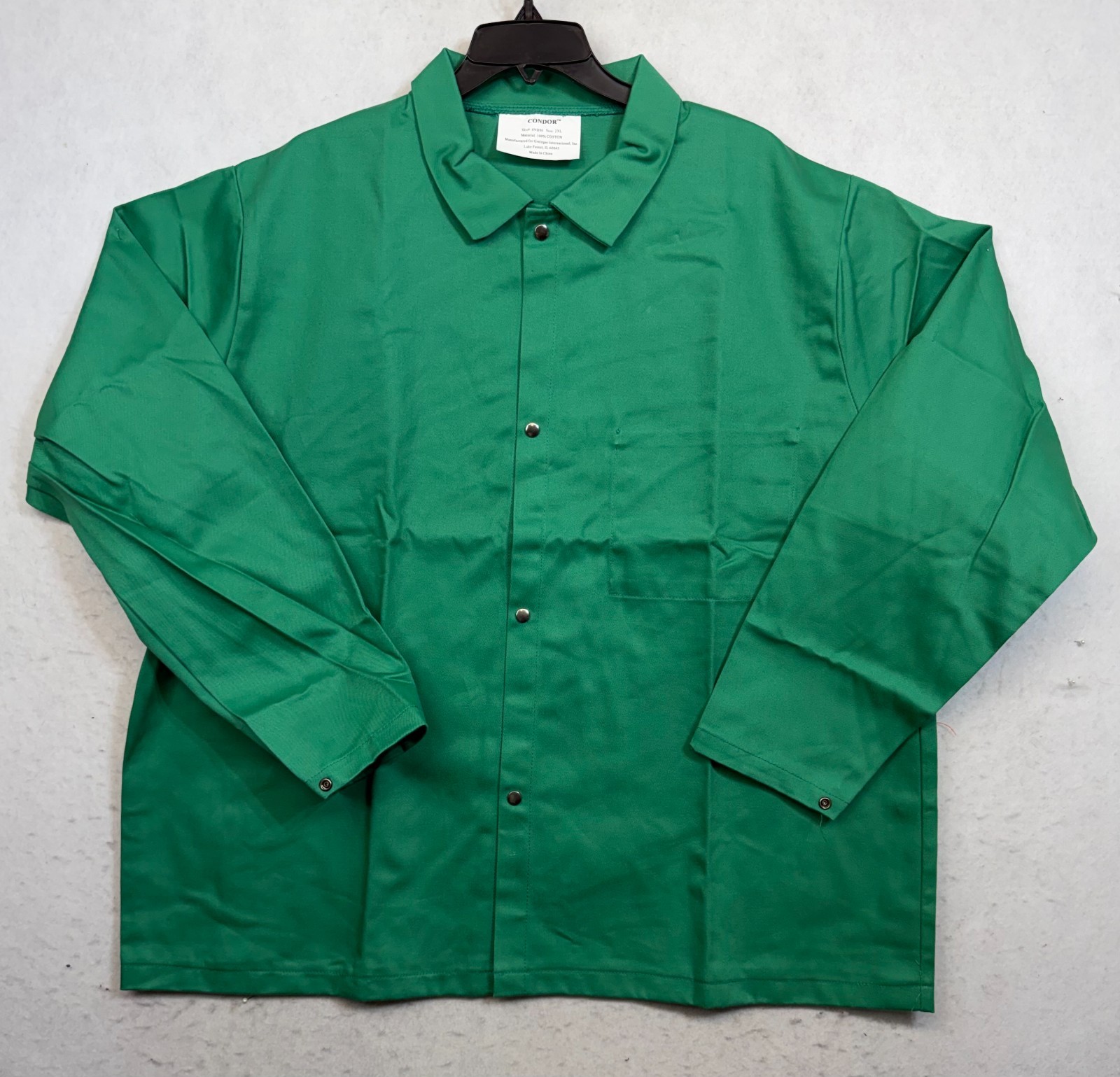 Condor 6NB86 Flame Resistant Cotton Welding Jacket Green Size 2XL FR Grainger