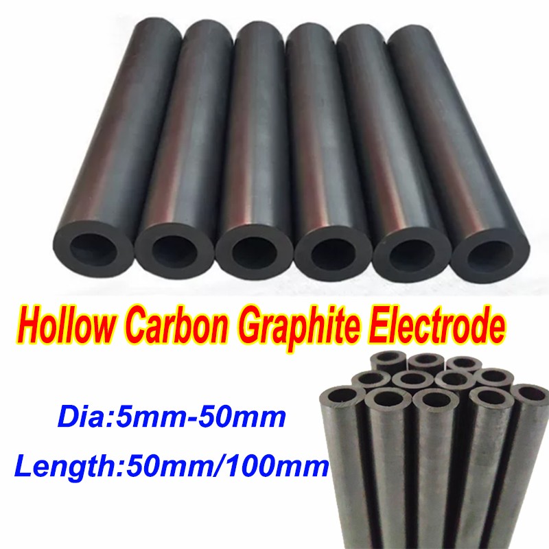 Hollow Carbon Graphite Electrode Round Rod Bushing Sleeve Diameter 5mm-50mm