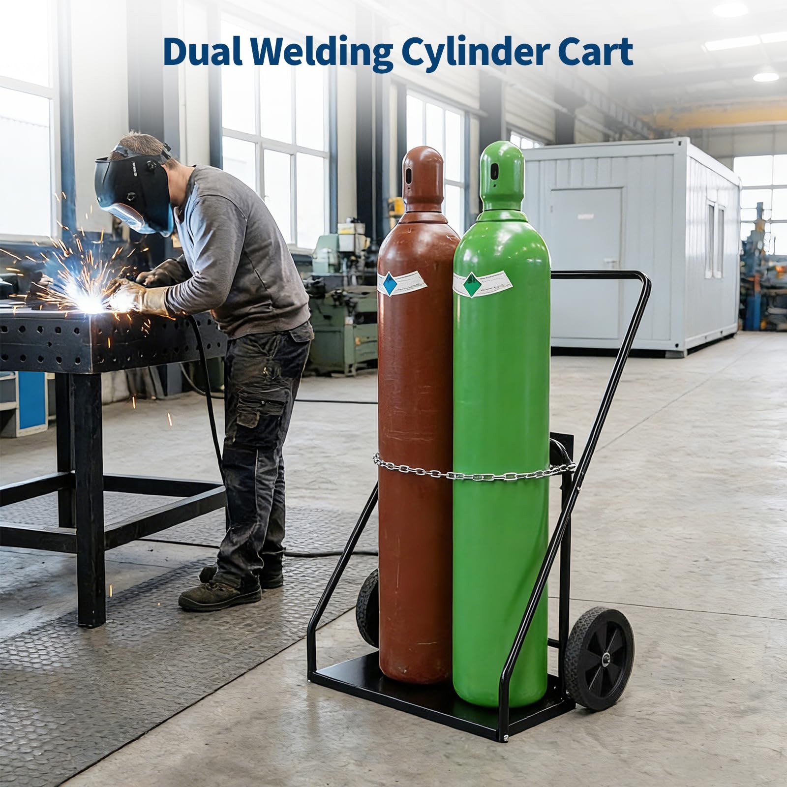 Heavy Duty Welding Cart, Carbon Steel Rolling Welder Cart, 220 Lbs Capacity