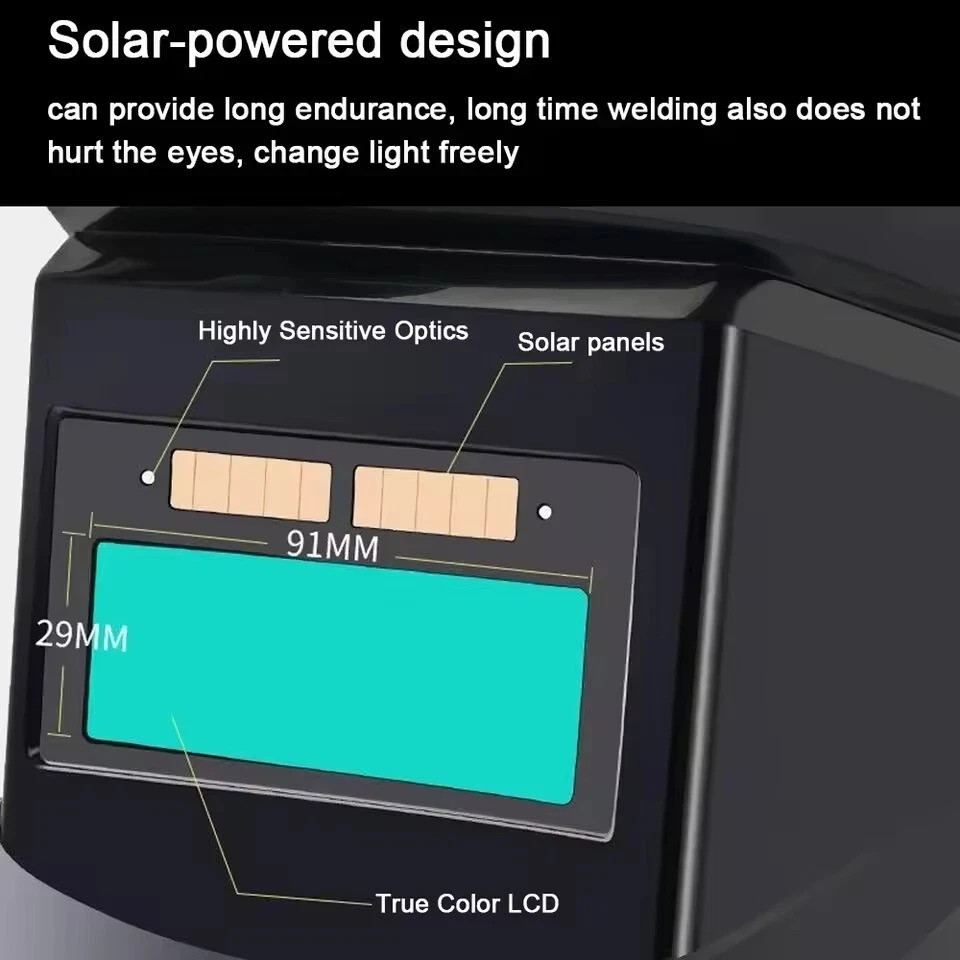 New Welding Helmet Solar Powered Auto Darkening – Large View, True Colors