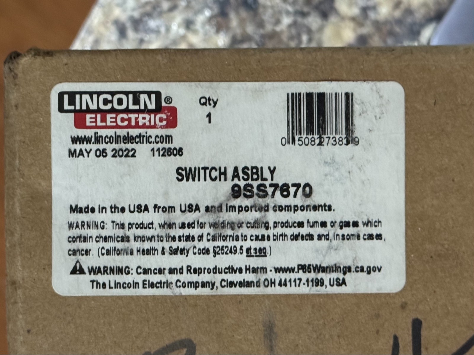 Lincoln Electric 9SS7670 SWITCH ASBLY S7670 **NEW** Fast Free Shipping