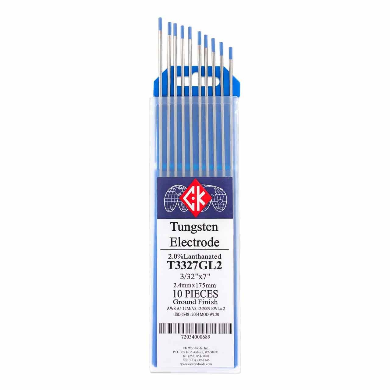 Ck T3327gl2 2% Lanthanated Tungsten Electrode 3/32″ X 7″ 10