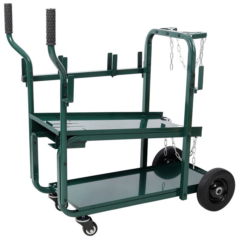 Heavy Duty 2-Tier Rolling Welding Cart 300 LBS Welder Storage Trolley w/ Wheels