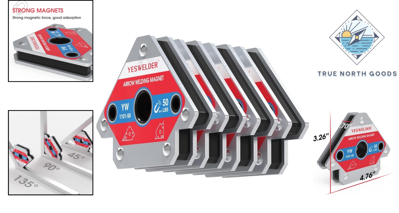 Multicolor 50 LB Welding Magnets – 4 Pack for High Power and Precision Alignment