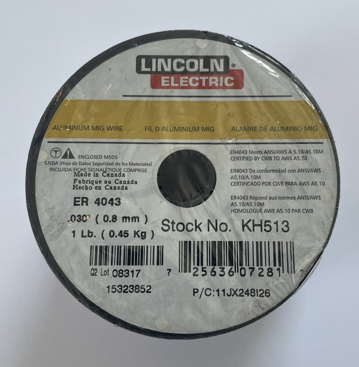Lincoln Electric .030 ER4043 Aluminum MIG Wire 1 lb Spool KH513 NEW